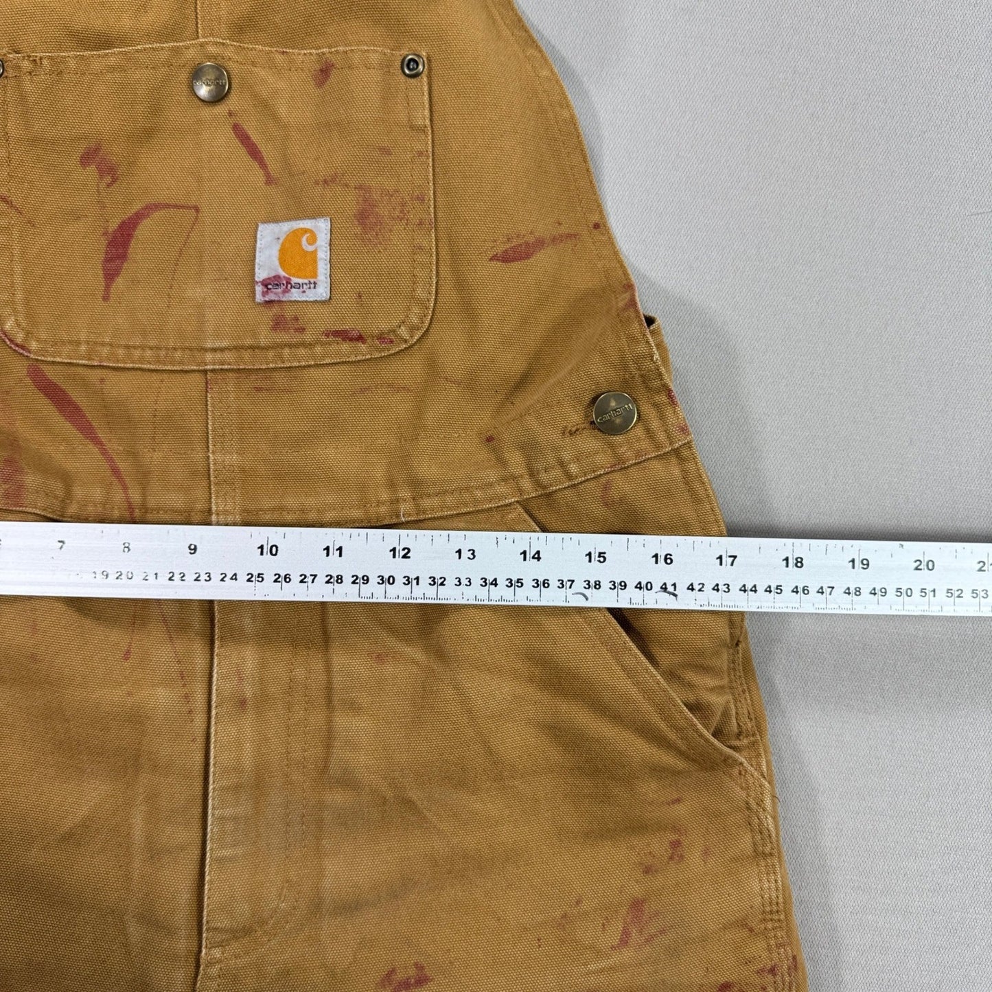 Vintage Carhartt Bib Overalls Double Knee Insulated Youth 12 Brown Distressed
