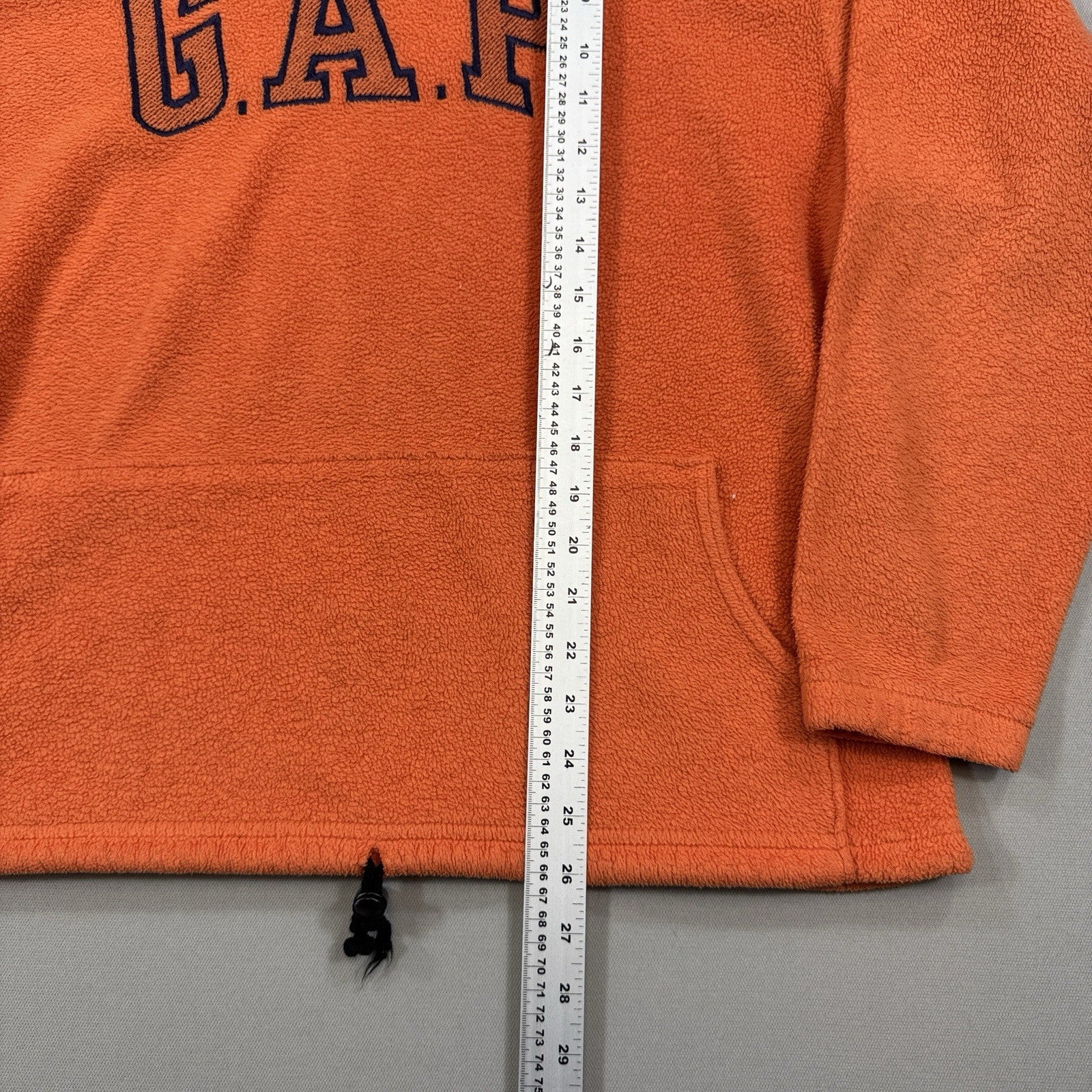 Vintage Gap Hoodie mens Small Orange Spell Out Pullover Fleece Made In Canada