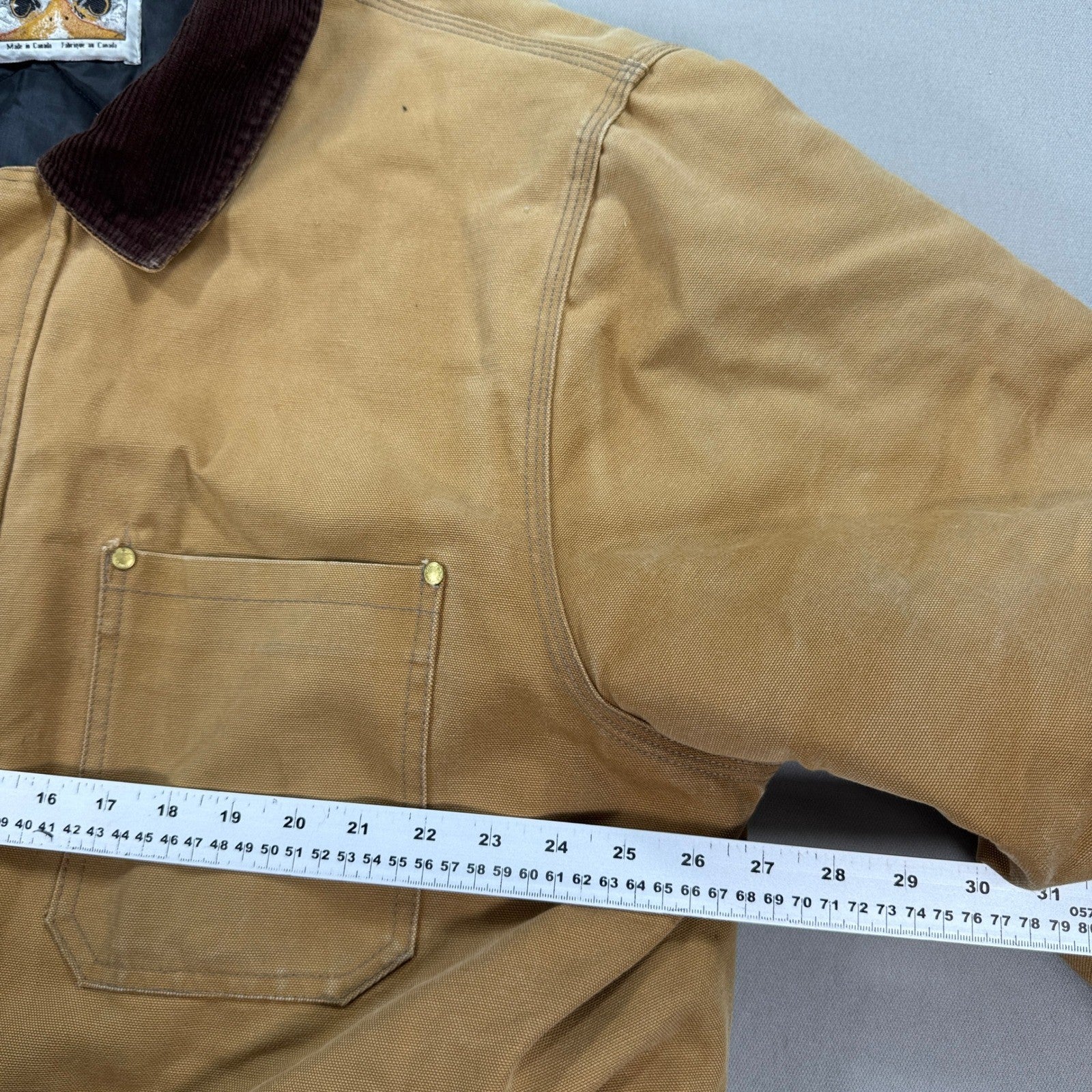 Vintage Tough Duck Chore Jacket mens 2XL Brown Canvas Barn Coat Insulated Lined