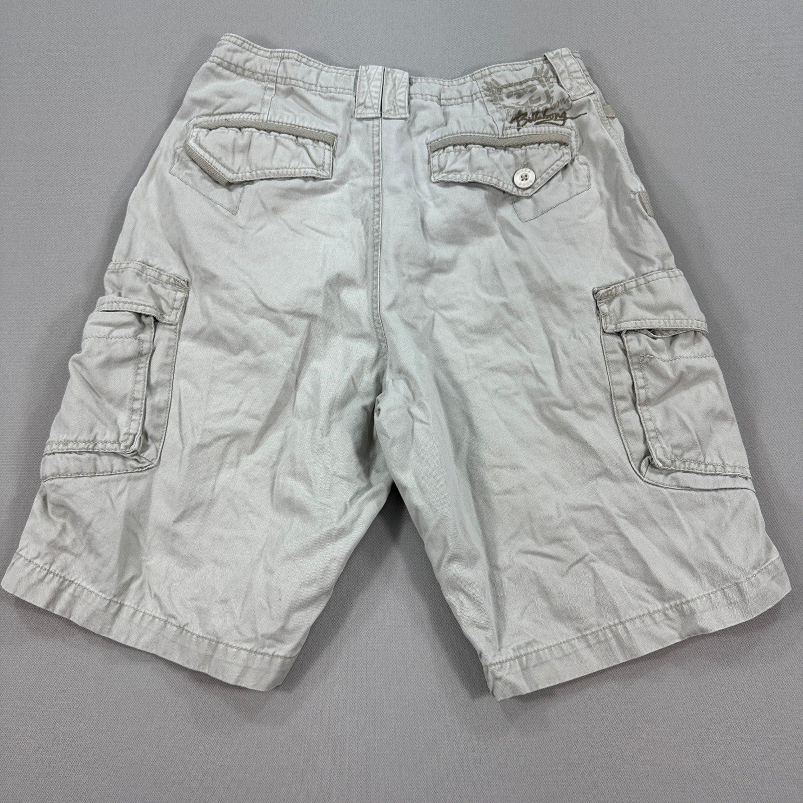 Rare Billabong Cargo Shorts mens Size 28 Beige Y2K 100% cotton