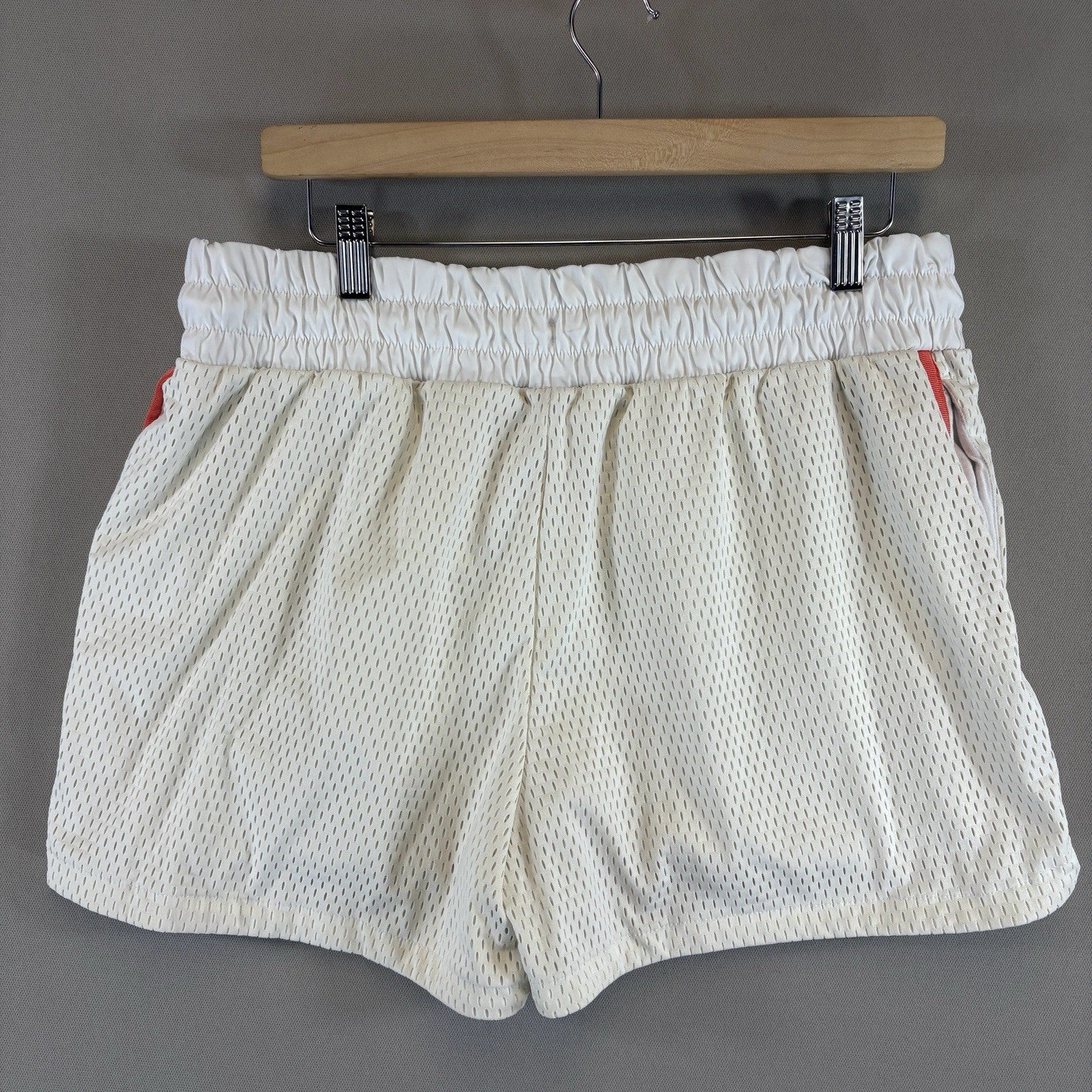 Nike Sportswear Mesh Shorts Womens Large White Orange Running Retro Lined