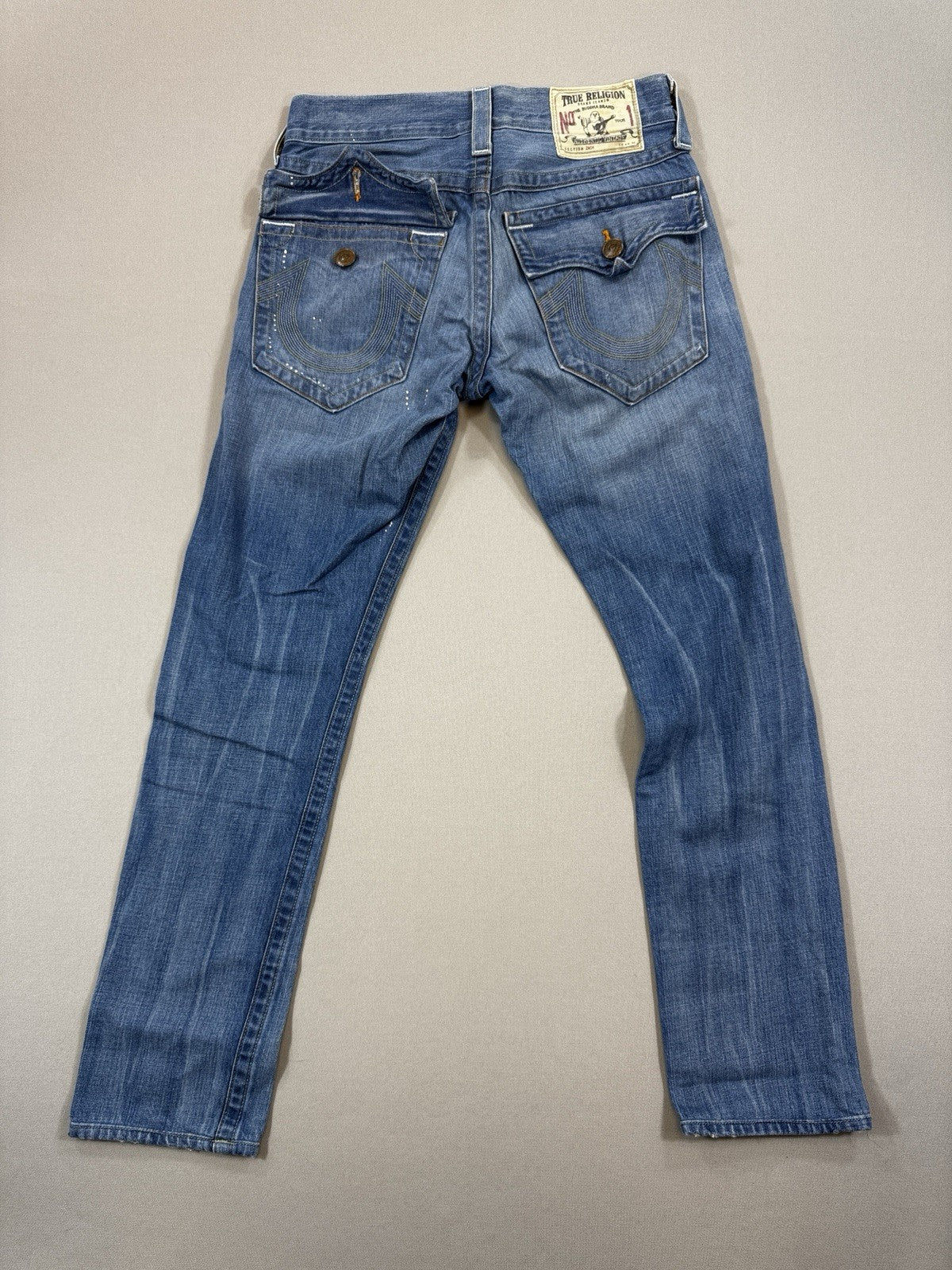 True Religion Buddha Brand mens Size 29 Blue Jeans Distressed Made In USA