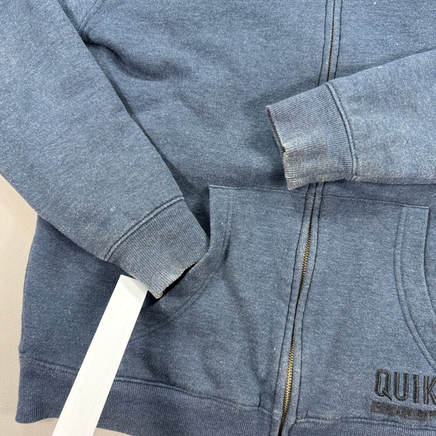 Quiksilver Sherpa Lined Hoodie Zip Up Fleece Insulated mens Medium Blue Skater