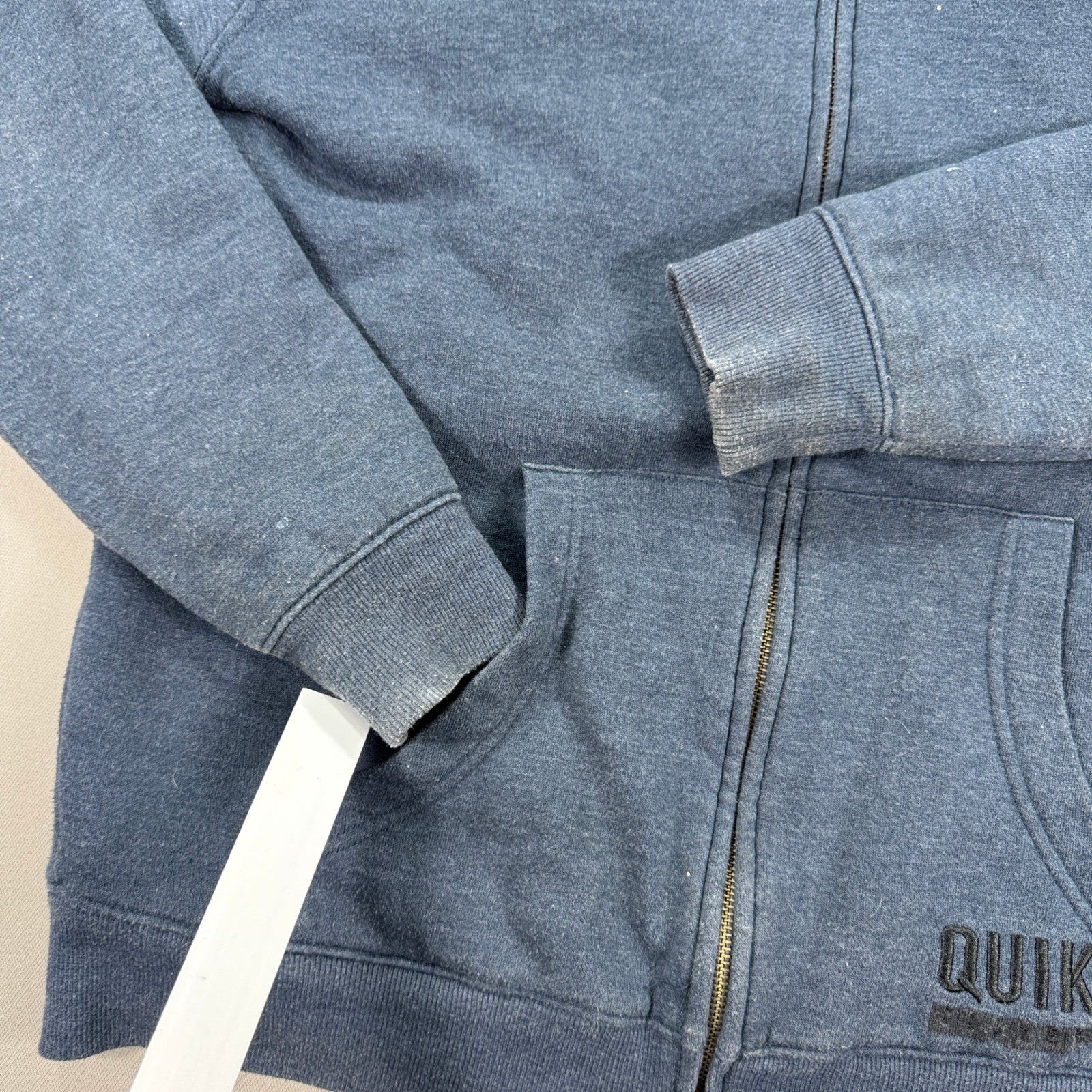Quiksilver Sherpa Lined Hoodie Zip Up Fleece Insulated mens Medium Blue Skater