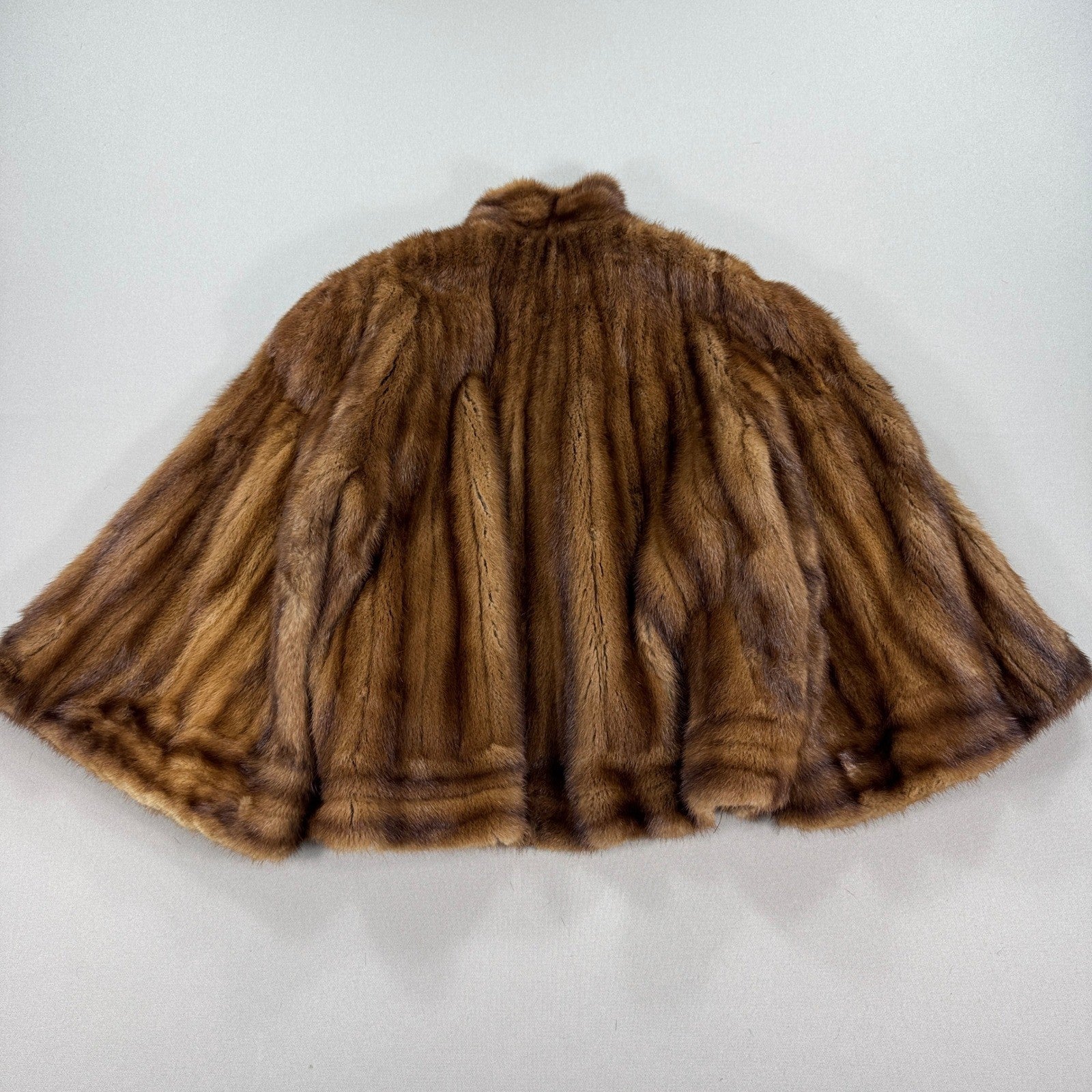 Vintage Samuel Silver Montreal Mink Fur Stole Caplet Cape Jacket Brown Red Lined