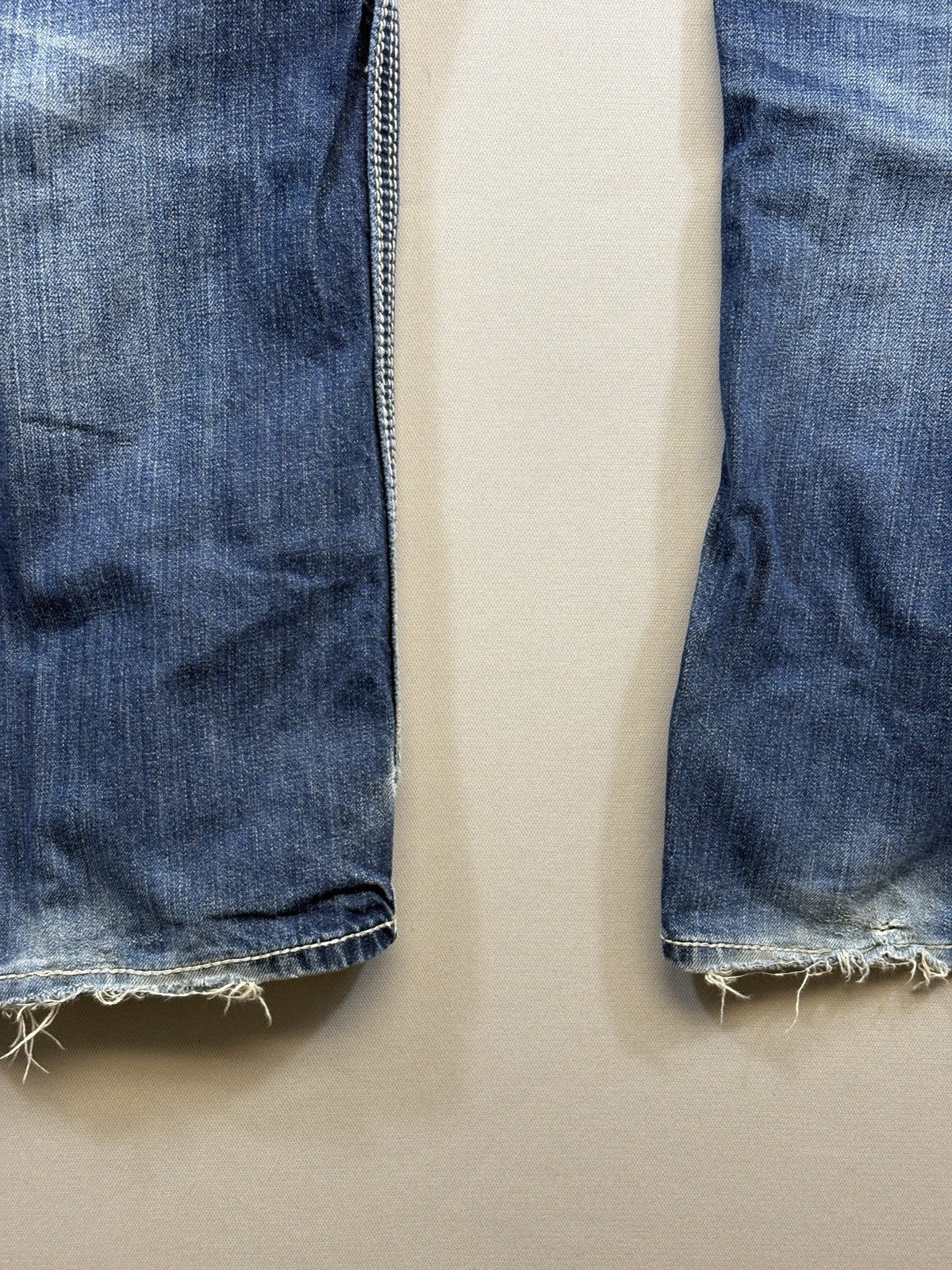 BKE Denim Tyler Straight Blue Jeans mens 33R Distressed Dark Wash Stretch