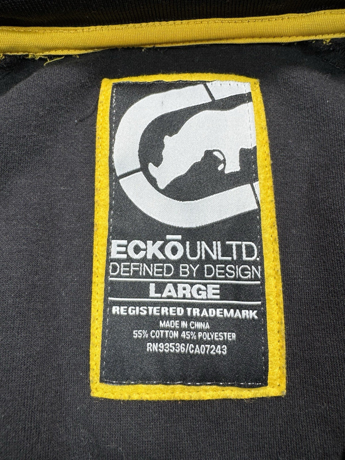 Ecko Unltd Full Zip Jacket Y2K Size Medium Utility Hood In Collar Graphic Print