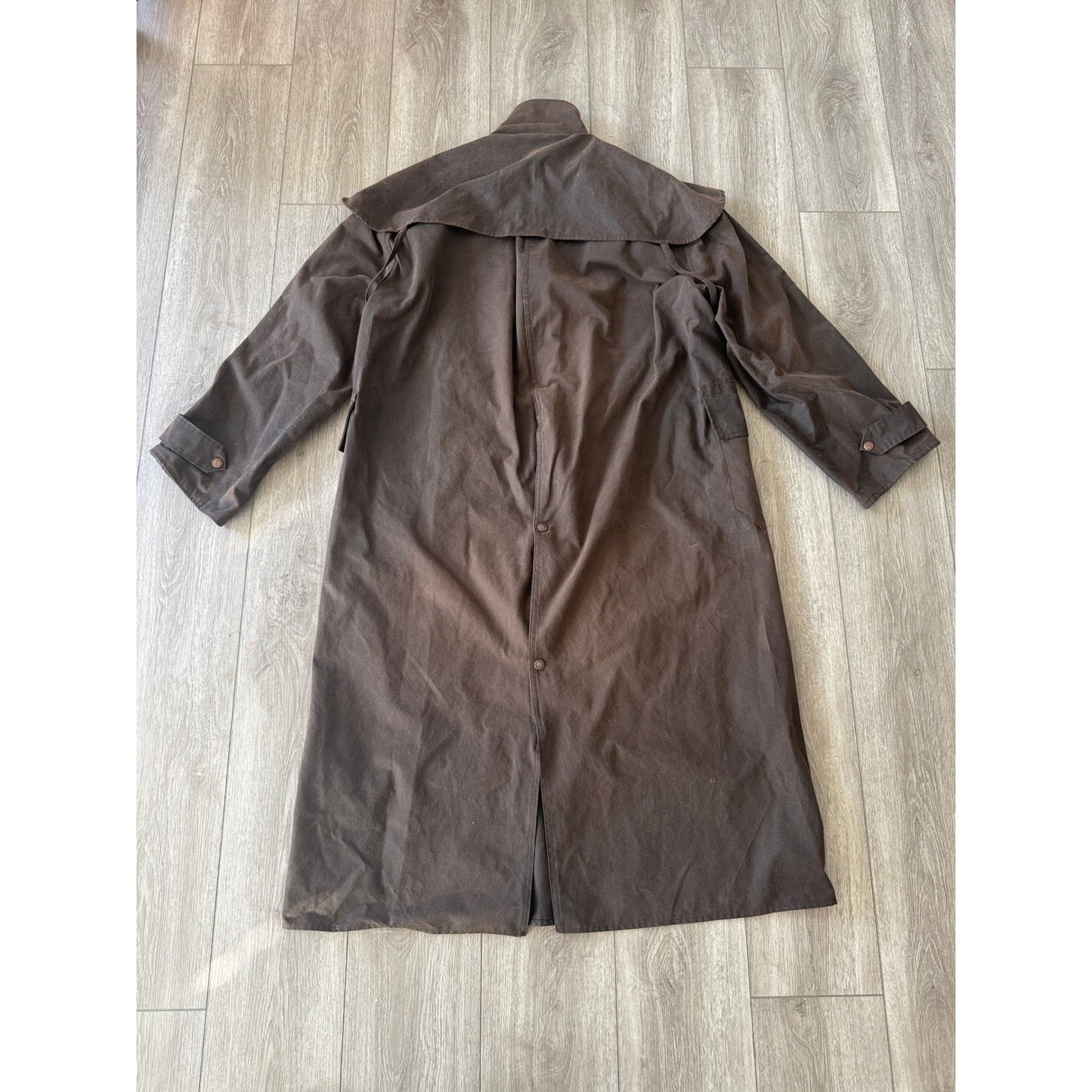 Vintage Driza-Bone Riding Coat Oilskin Australian mens Large Brown Waxed Cotton