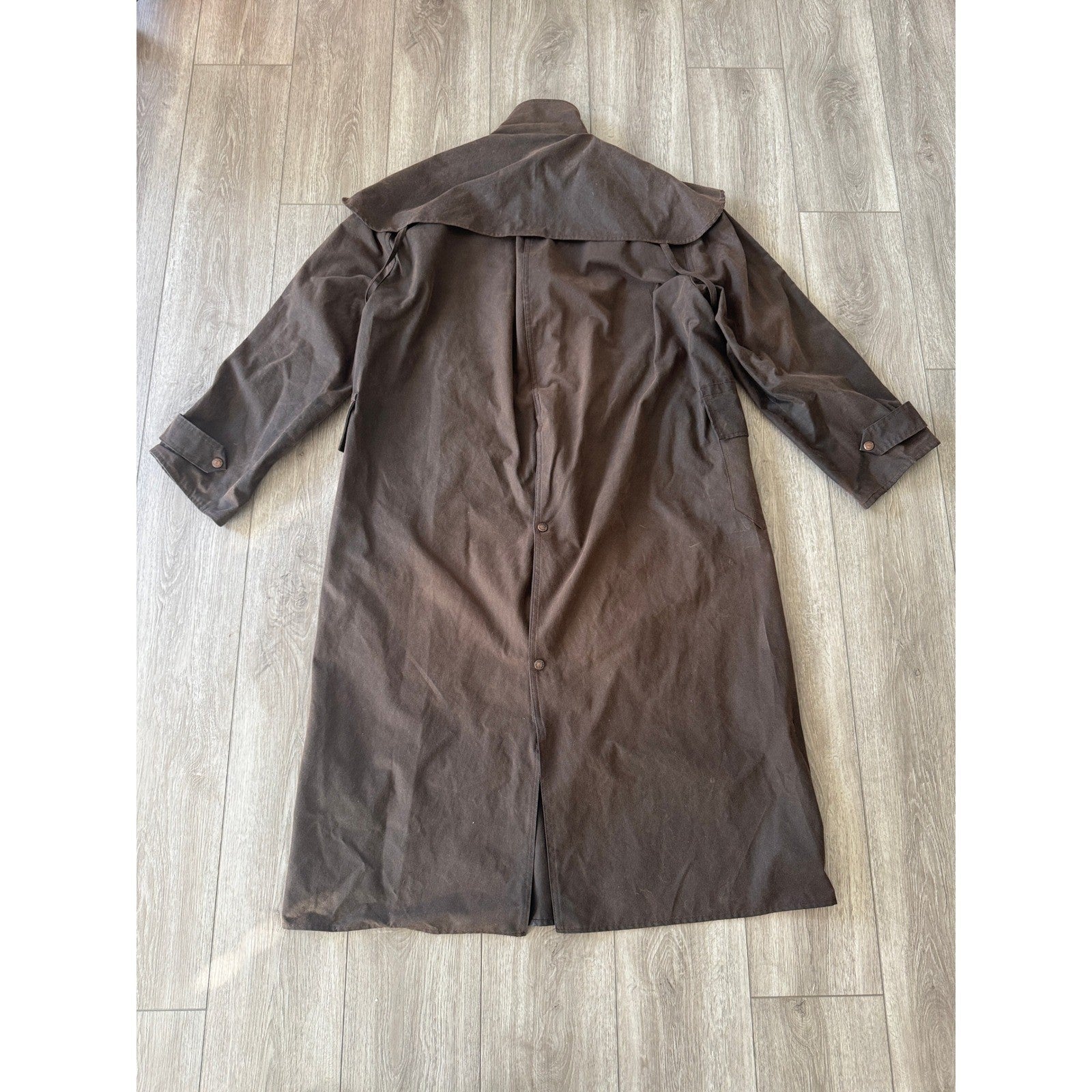 Vintage Driza-Bone Riding Coat Oilskin Australian mens Large Brown Waxed Cotton
