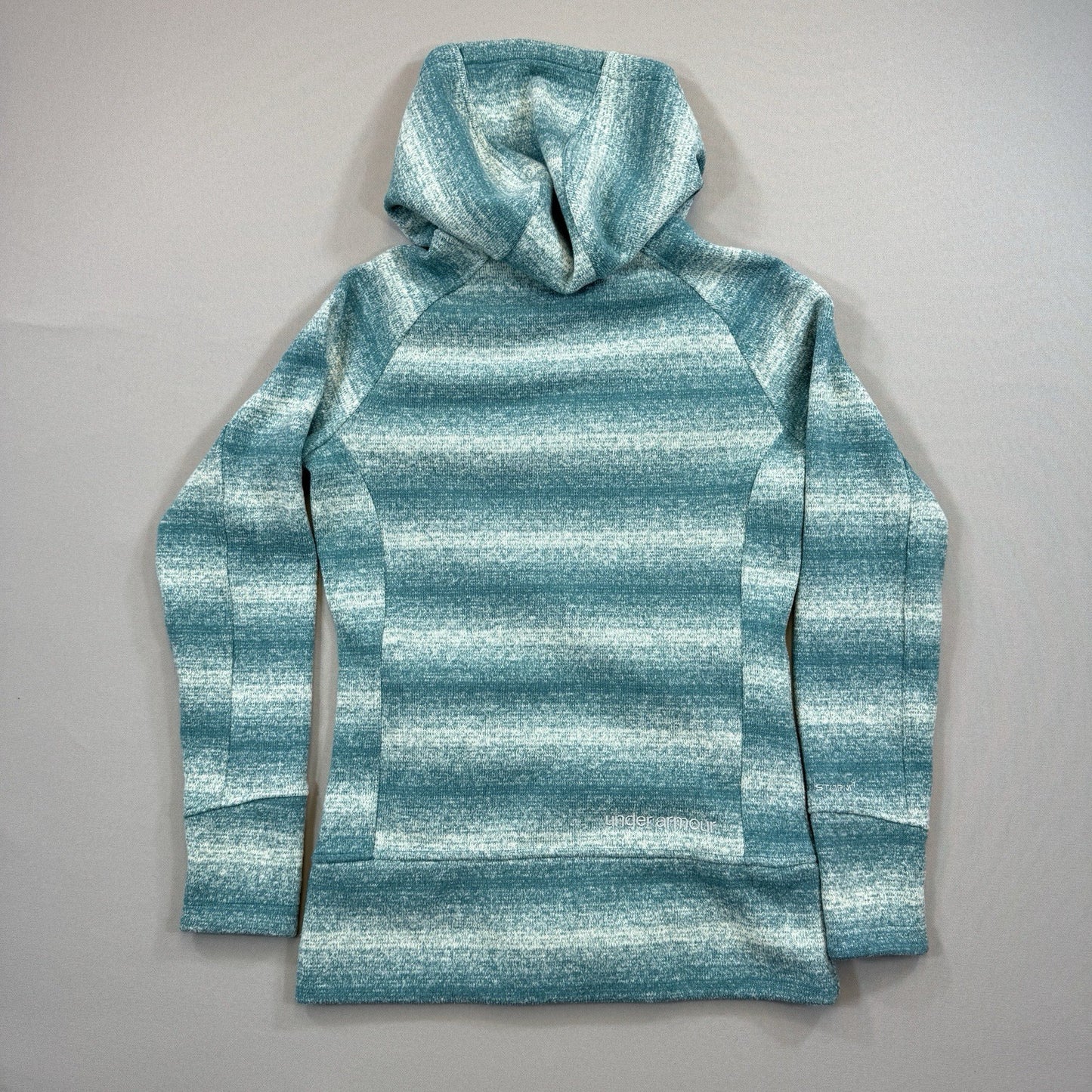 Under Armour Cold Gear Sweatshirt Womens Medium Green Striped Hoodie Full Zip