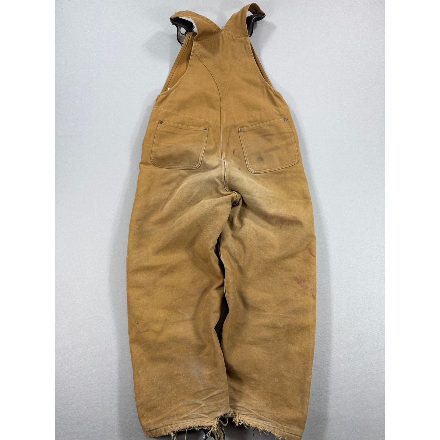 Vintage Carhartt Bib Overalls Double Knee Insulated Youth 12 Brown Distressed