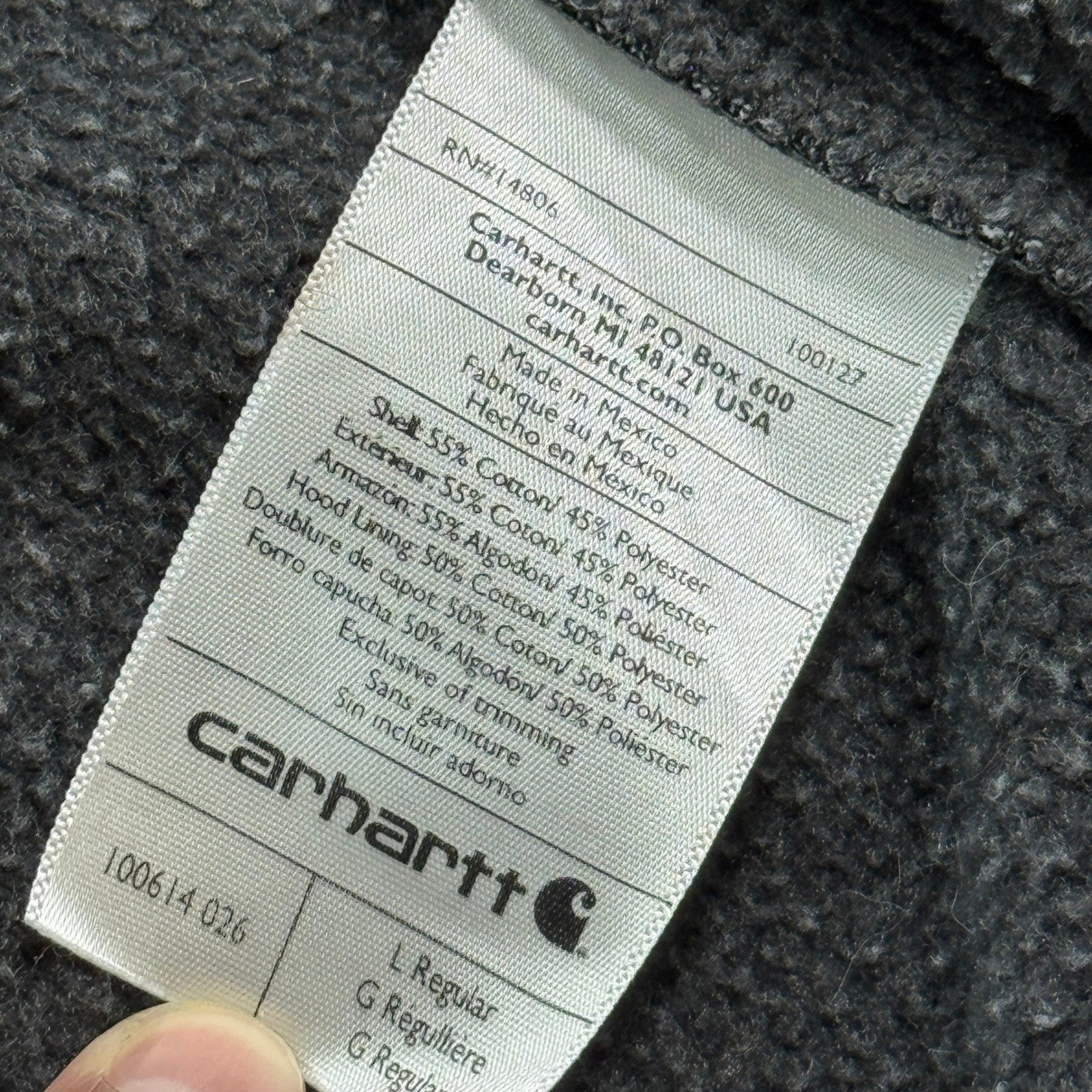 Carhartt Essentials Hoodie Sweatshirt Men's Large Gray Loose Fit Zip Up Oversize