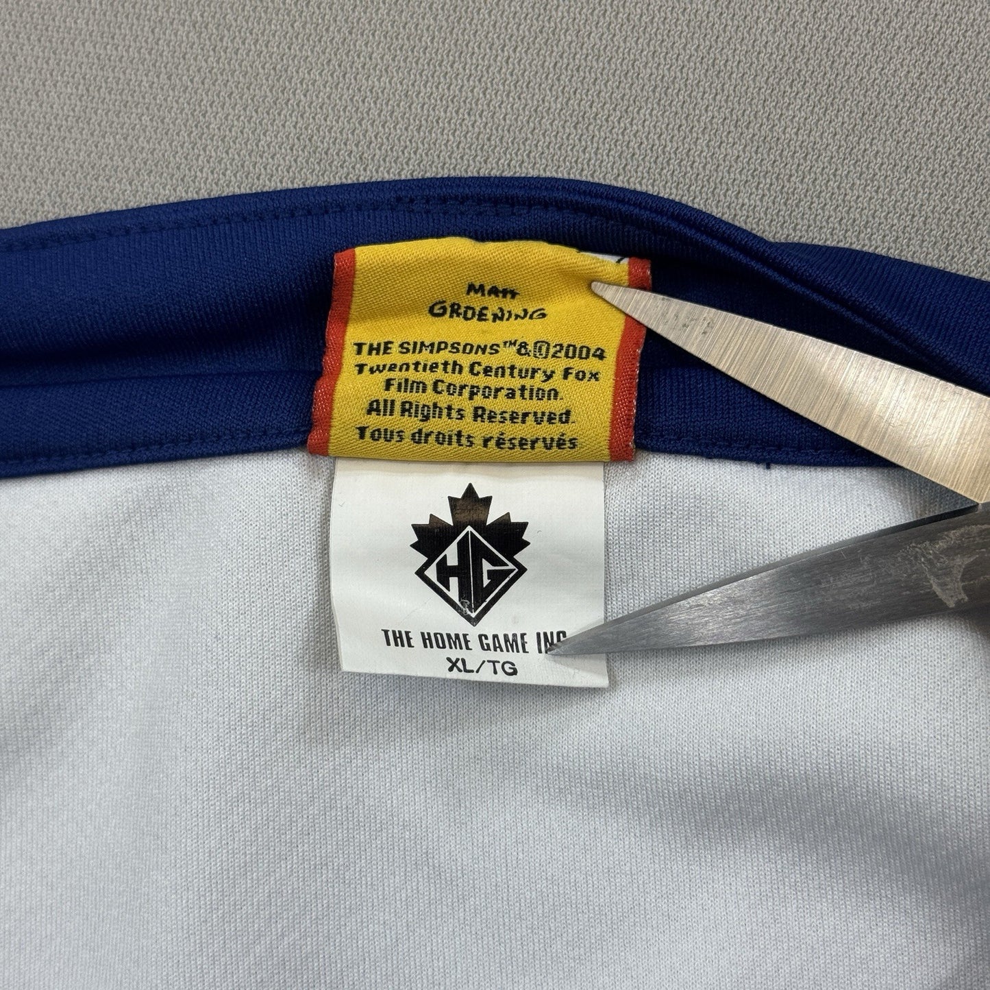 Vintage The Simpsons Hockey Jersey mens XL White The Home Game Pullover Cartoon