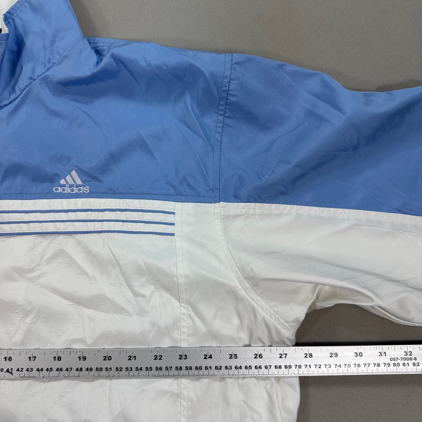 Vintage Adidas Windbreaker Jacket mens 3XL Blue White Stripe Full Zip Trefoil