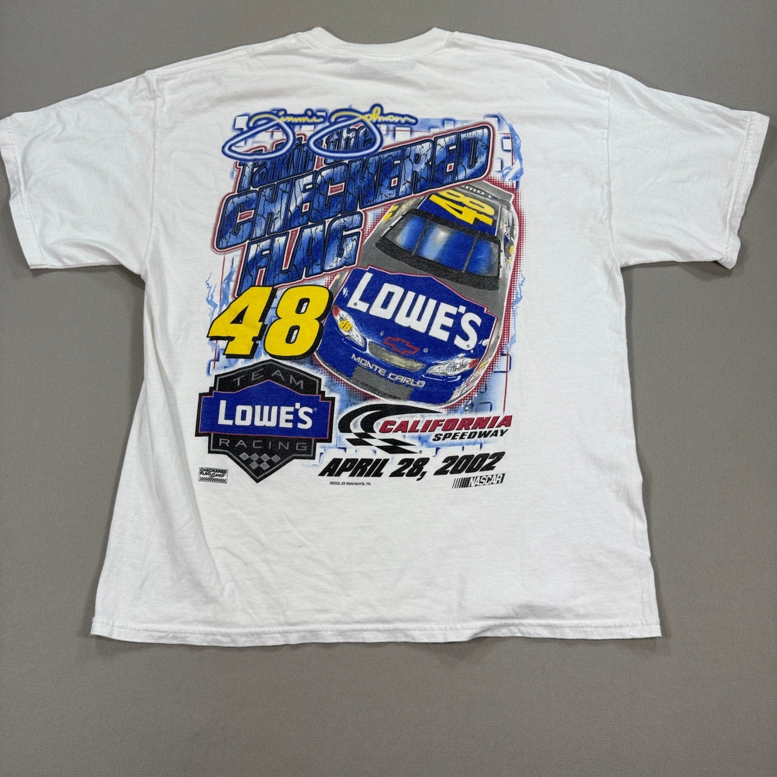 VTG Nascar T-Shirt Jimmie Johnson 48 Lowe's Monte Carlo Car Race mens XL Y2K