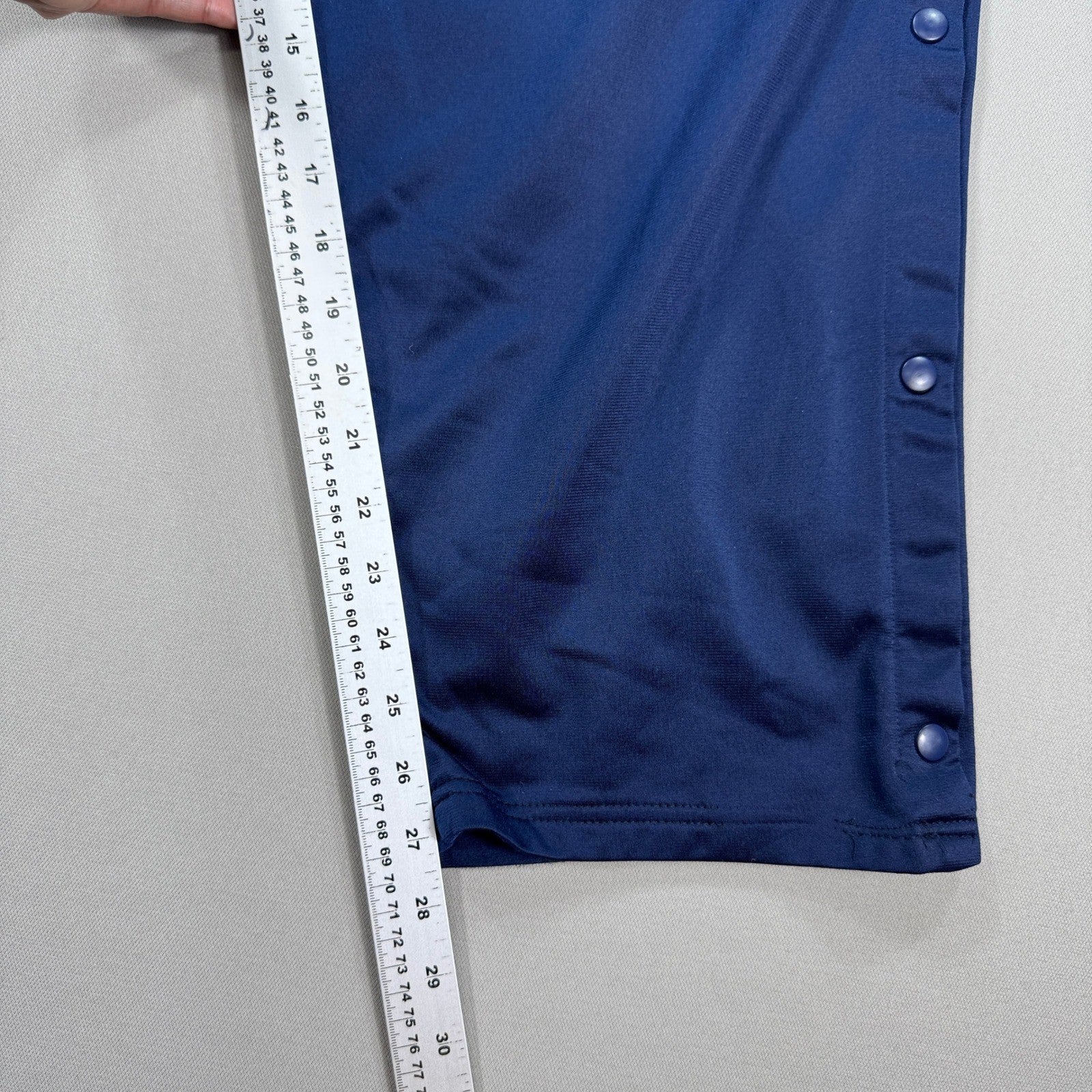 Vintage Nike Tearaway Track Pants Snap Button mens 2XL Navy Blue Baggy Wide Leg