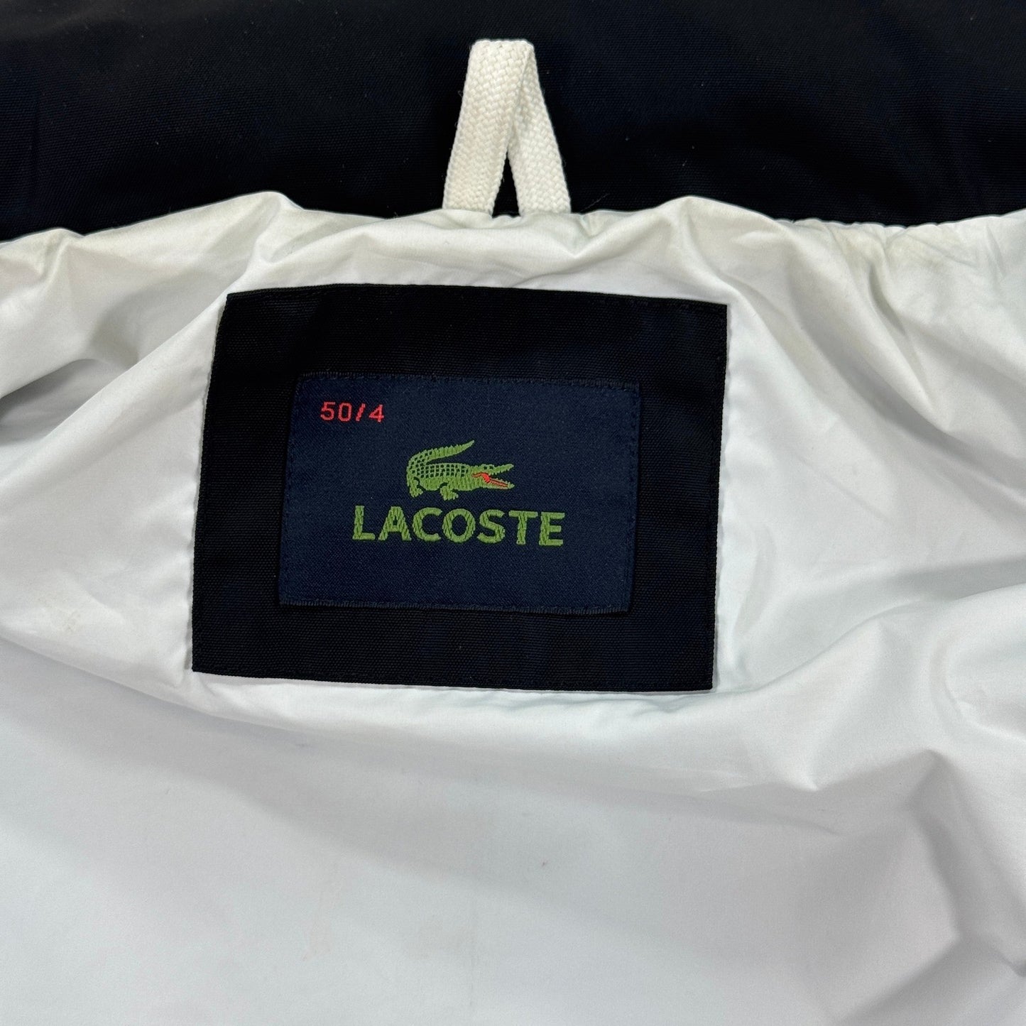 Lacoste Insulated Jacket Stow Away Hood Mens 50/4(M) Black Full Zip Four Pockets