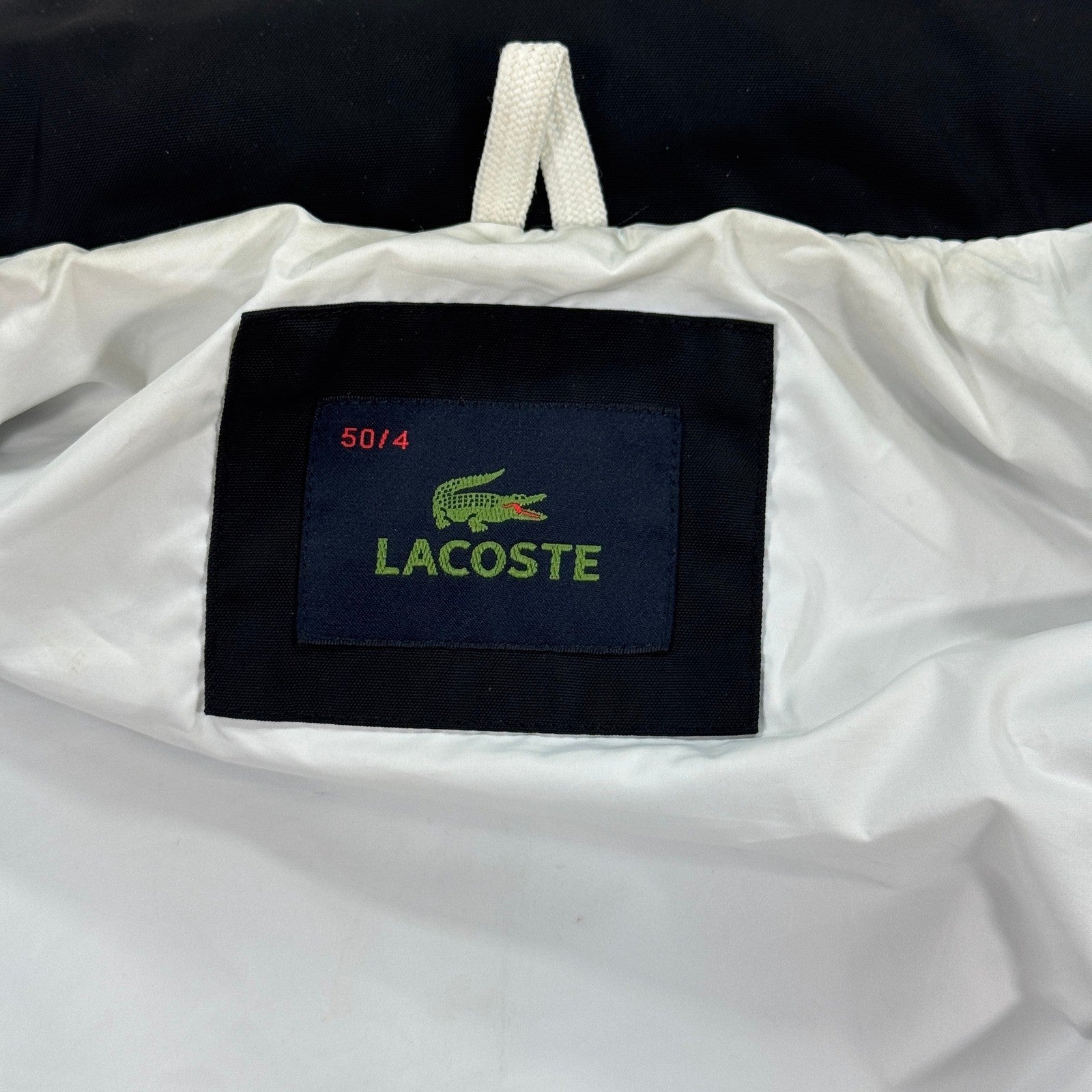 Lacoste Insulated Jacket Stow Away Hood Mens 50/4(M) Black Full Zip Four Pockets