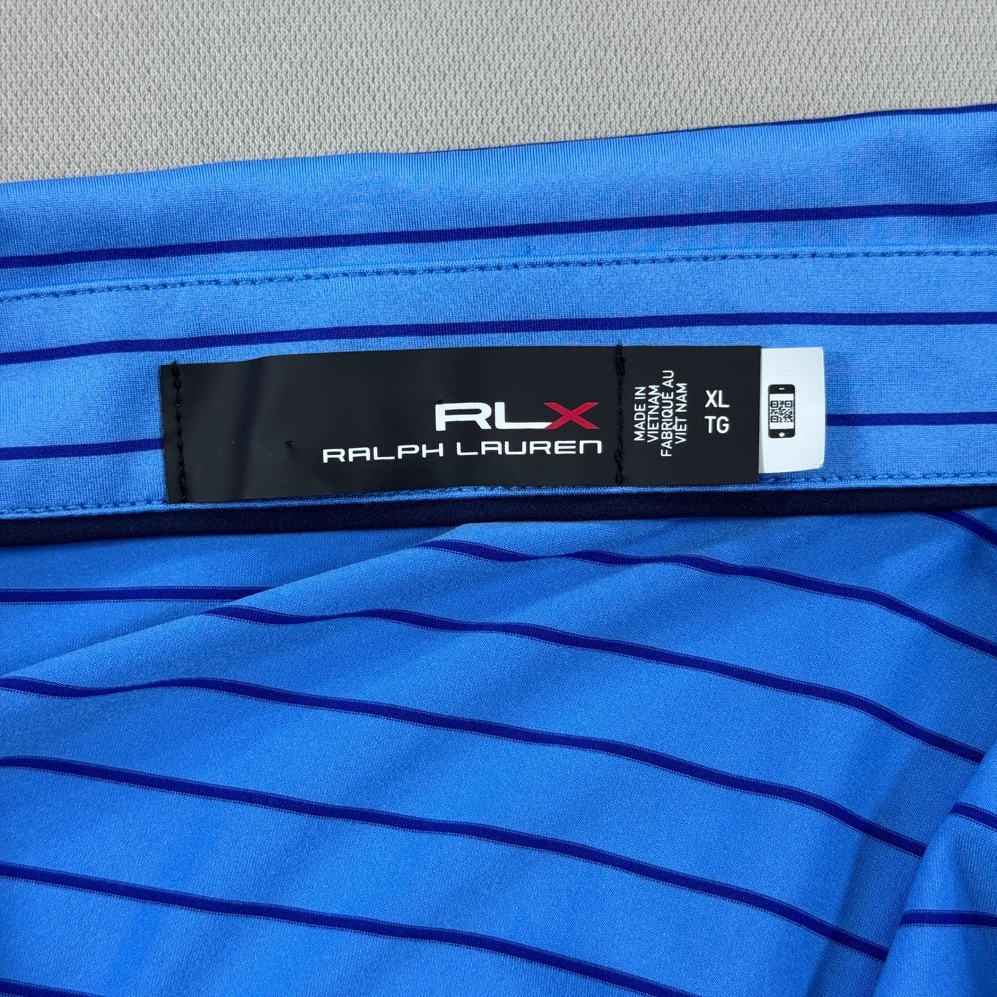 RLX Ralph Lauren Golf Polo Shirt mens XL Blue Striped Performance Stretch Sport
