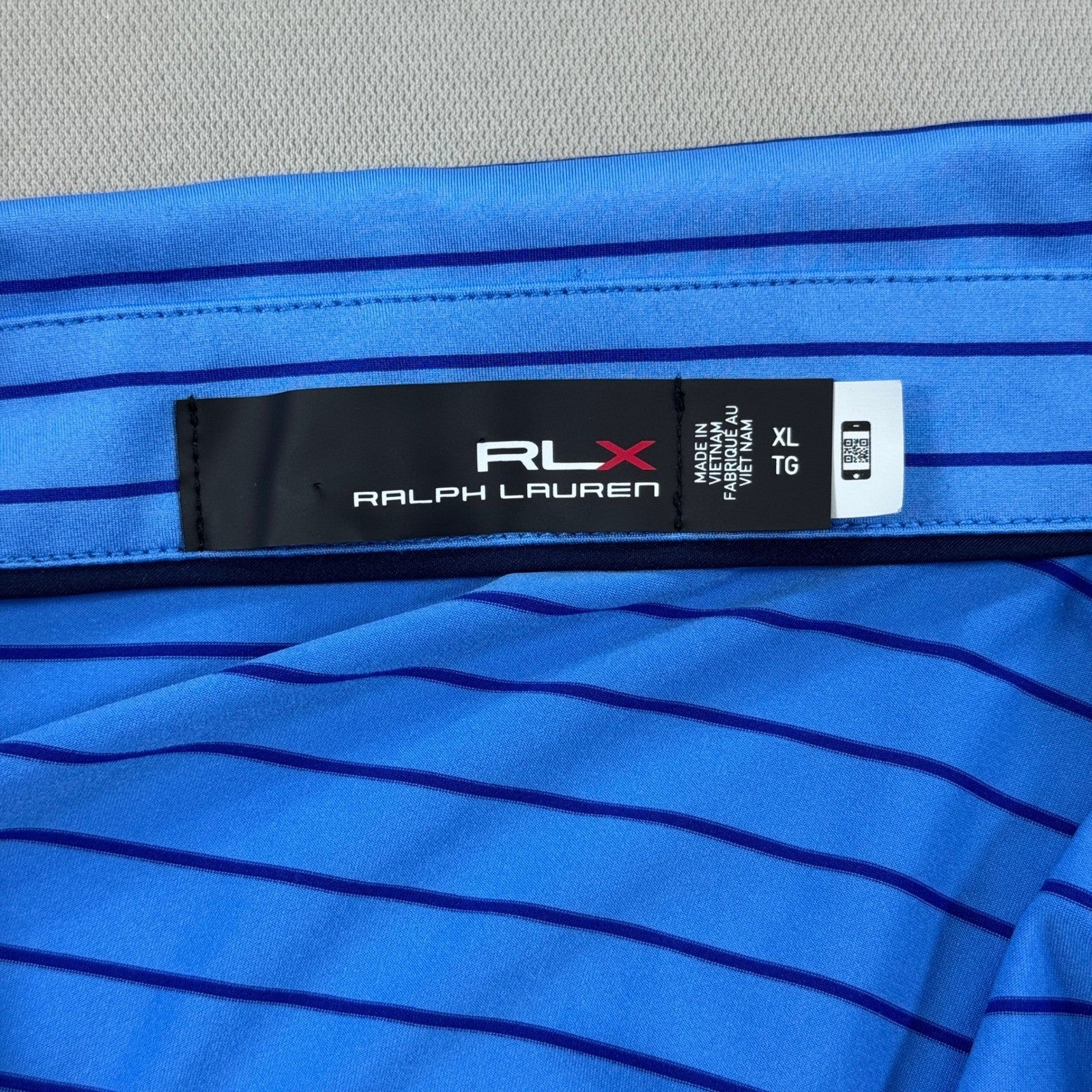 RLX Ralph Lauren Golf Polo Shirt mens XL Blue Striped Performance Stretch Sport