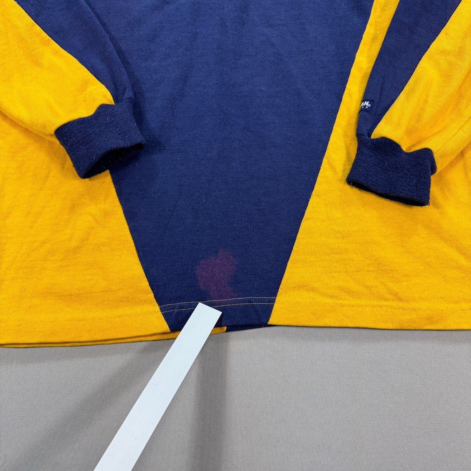 Vintage Barbarian Rugby Wear Polo Shirt mens 2XL Yellow Blue Long Sleeve Canada