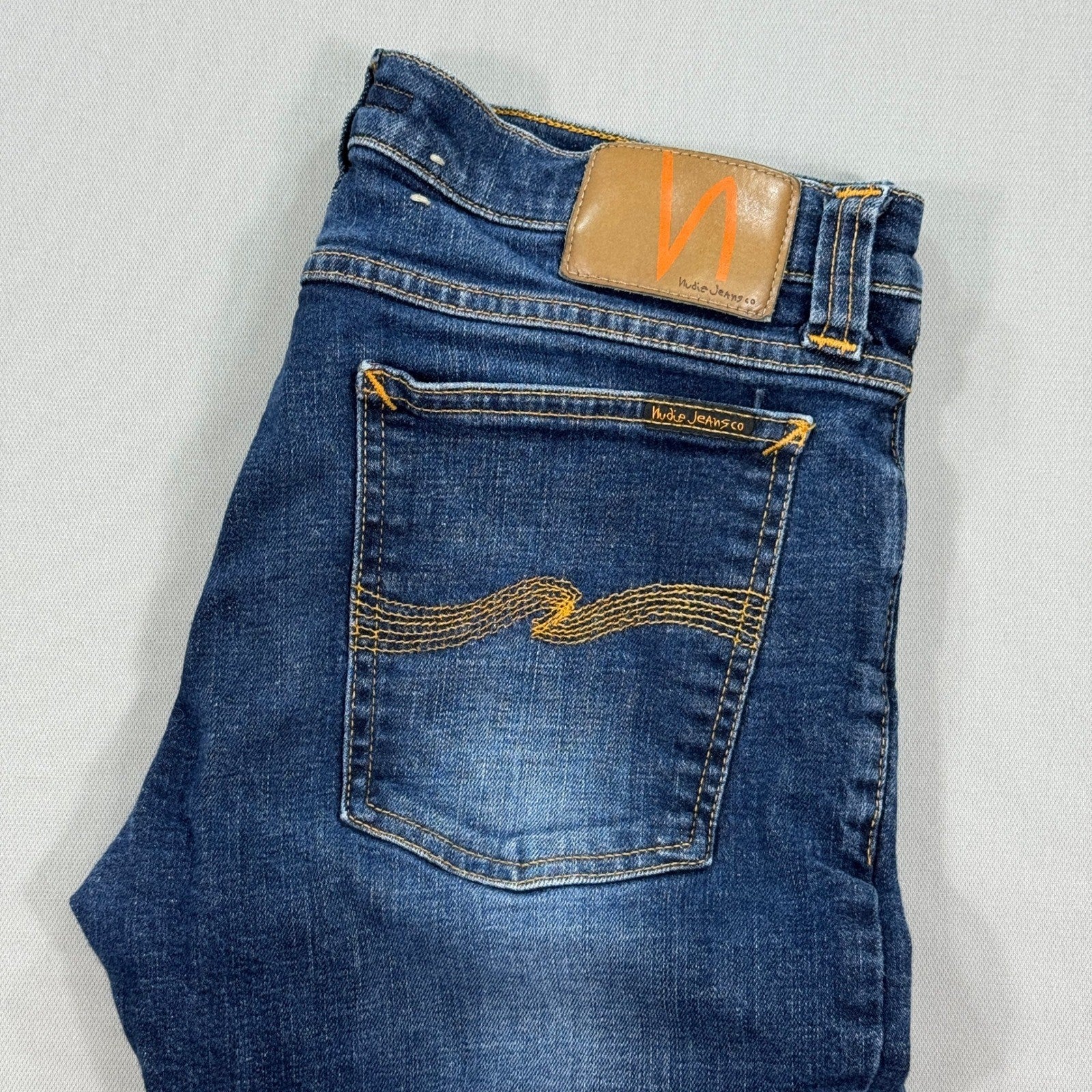 NUDIE Jeans Co. Jeans mens 32x32 Denim Tight Long John Org Calm Blue