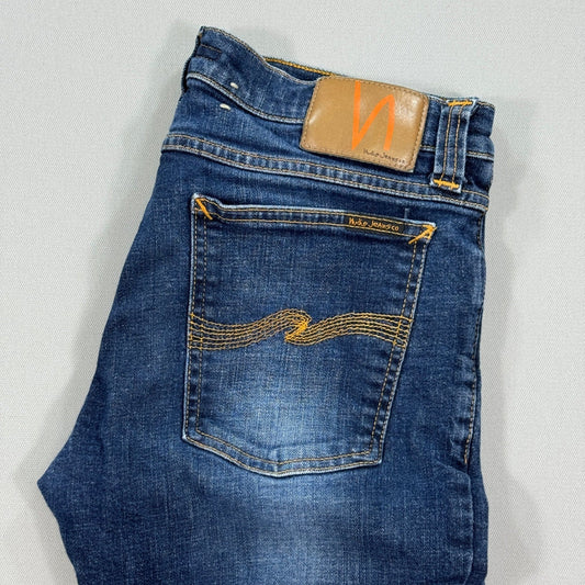 NUDIE Jeans Co. Jeans mens 32x32 Denim Tight Long John Org Calm Blue