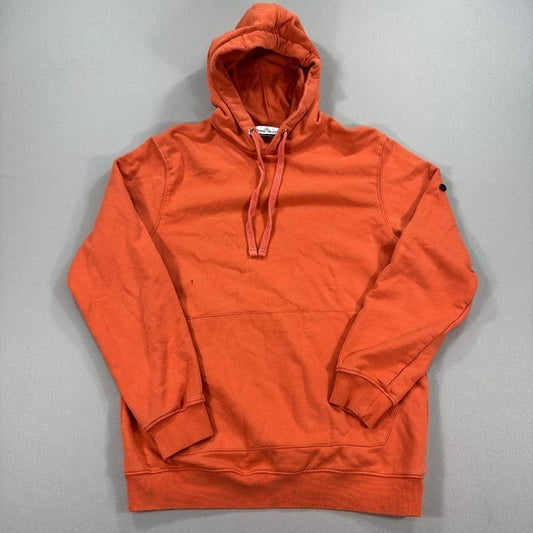 Stone Island Hoodie Pullover mens XL Orange Sweatshirt Fleece Cotton Drawstring