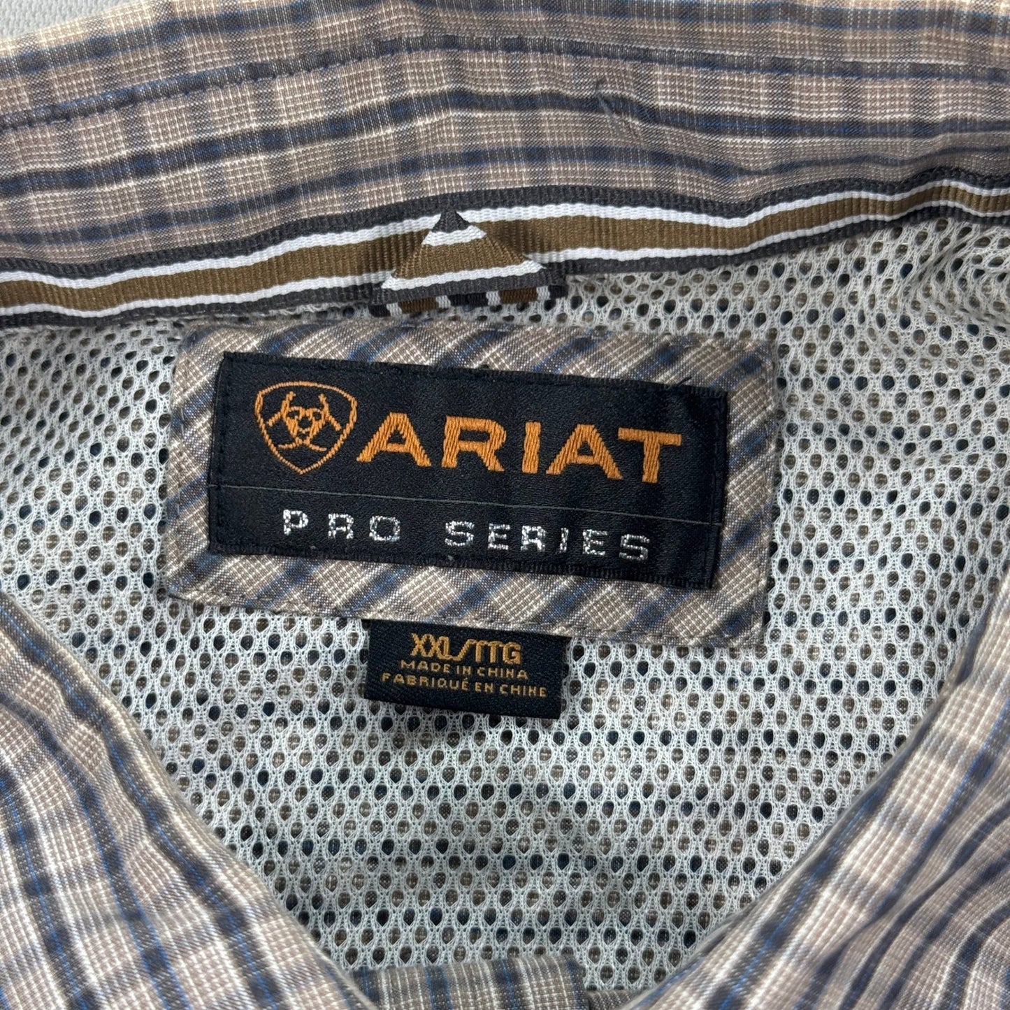 Ariat Pro Series Button Down Shirt mens 2XL Plaid Checkered Long Sleeve
