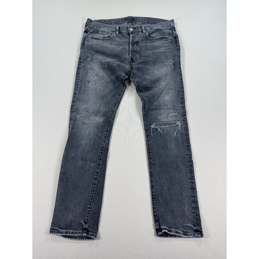 Polo Ralph Lauren Sullivan Slim Jeans mens 33x30 Btn Fly Distressed Patchwork