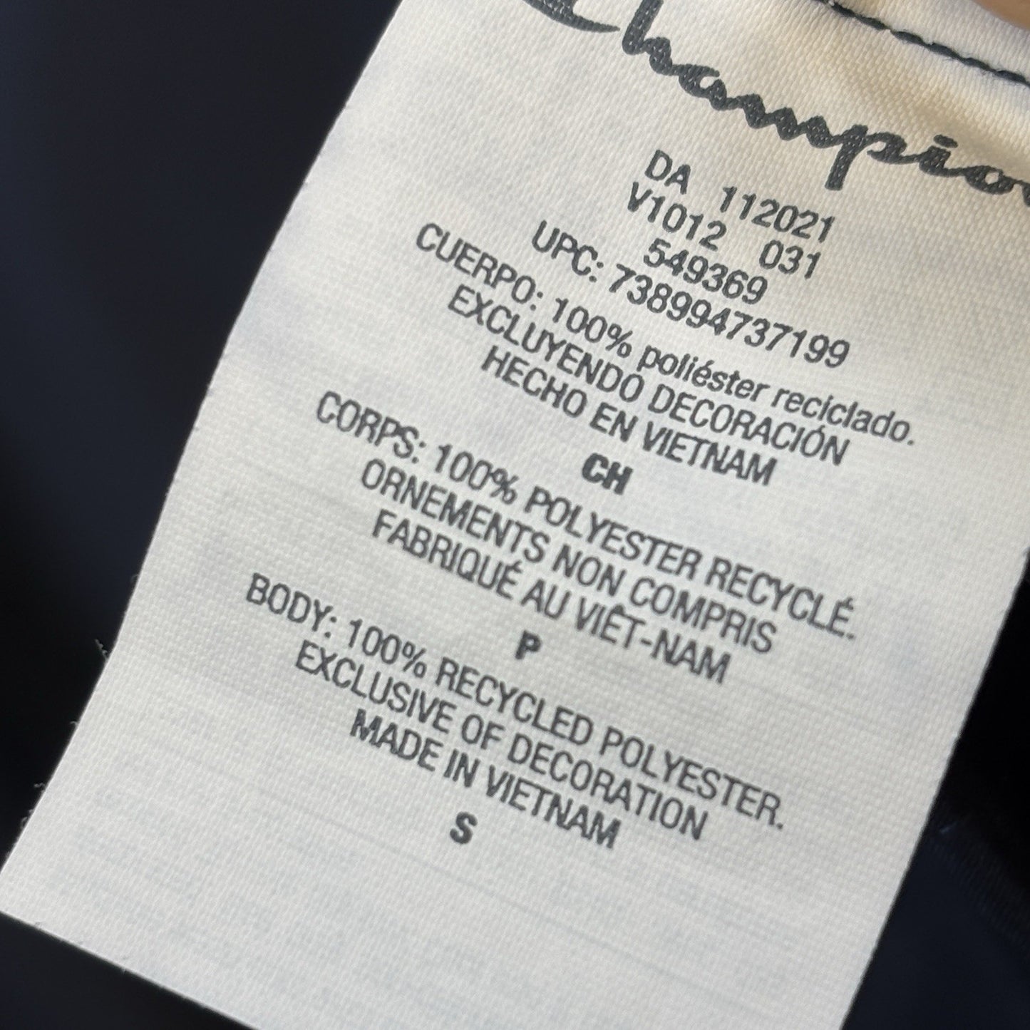 Champion mens Navy Blue Windbreaker Rain Jacket Hooded Pullover Half Zip Small