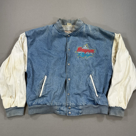 Snap On Racing Jacket mens Large Blue Jean Style Made in Canada Choko Apparel