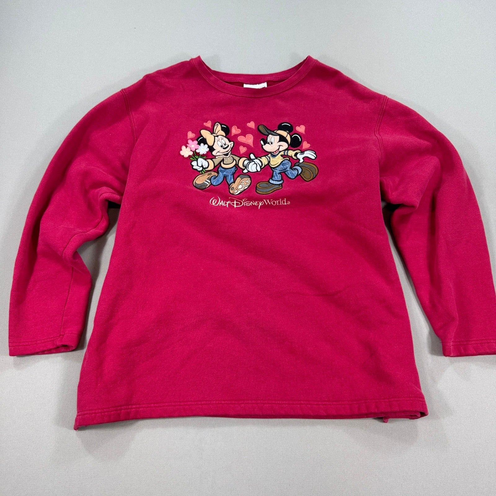 Vintage Disney World Mickey & Minnie Mouse Valentines Sweater Womens XL