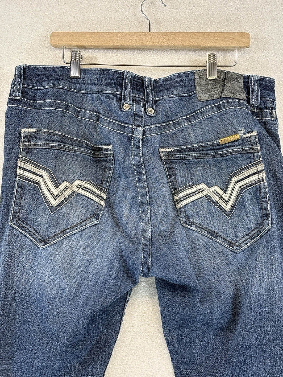 Salvage Supply Co Mayhem Straight Regular Fit Jeans 36x32 Blue Wash SLVG54-46