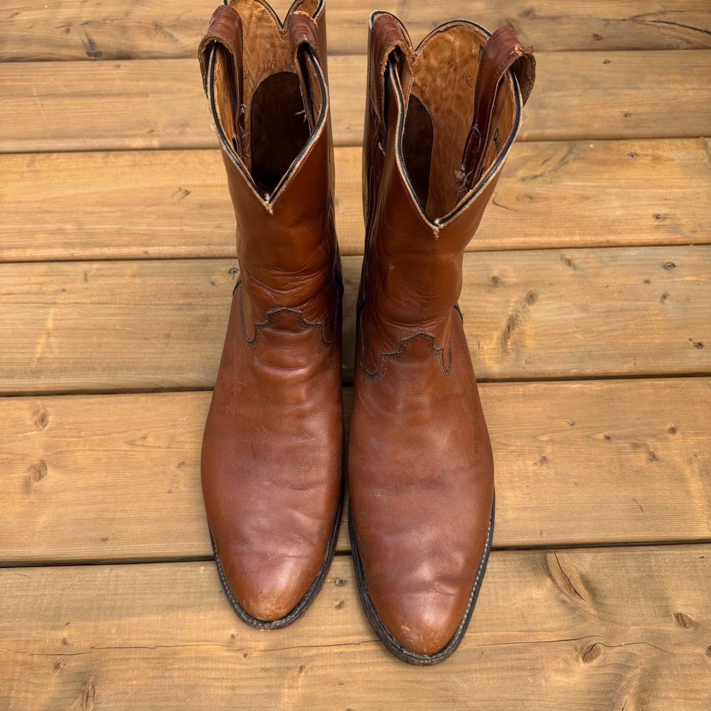 Vintage Hyer Western Boots mens Size 12 Brown Leather Cowboy Boots Made in USA