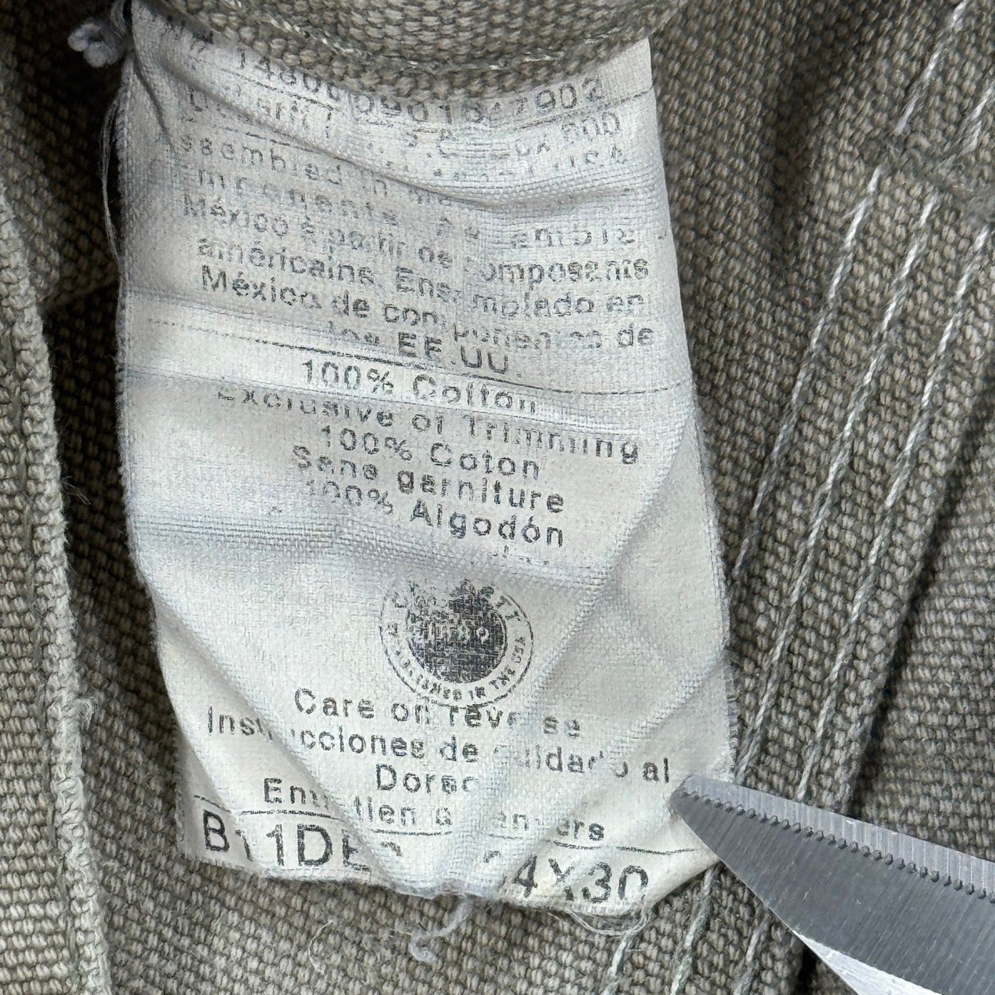 Vintage Carhart B11 Pants Mens 34x30 Beige Duck Canvas Distressed Wideleg