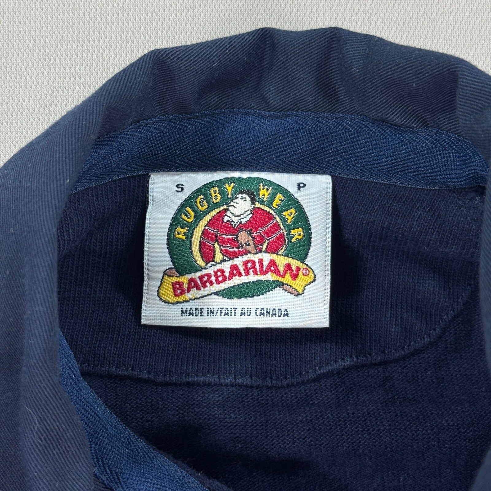 VTG Barbarian Rugby Wear Saint Andre Polo Shirt mens Small Blue Made In Canada