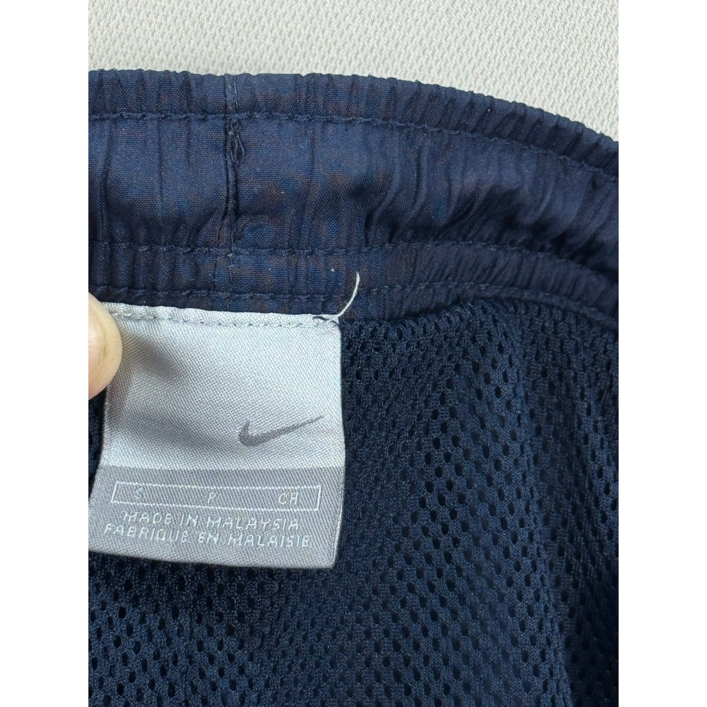 Vintage Nike Track Pants mens Small Navy Blue Gray Lined Ankle Zip Windbreaker