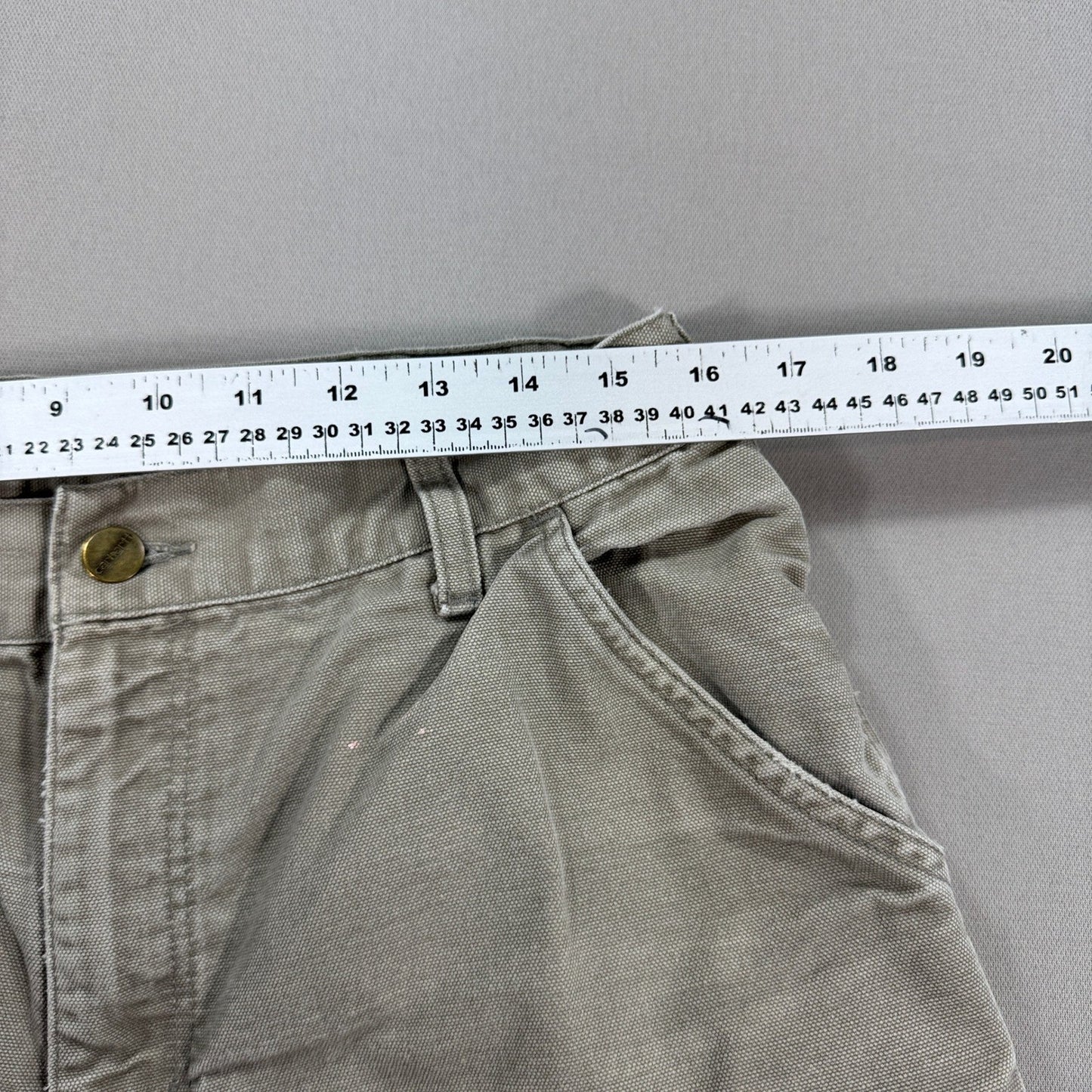 Vintage Carhart B11 Pants Mens 34x30 Beige Duck Canvas Distressed Wideleg