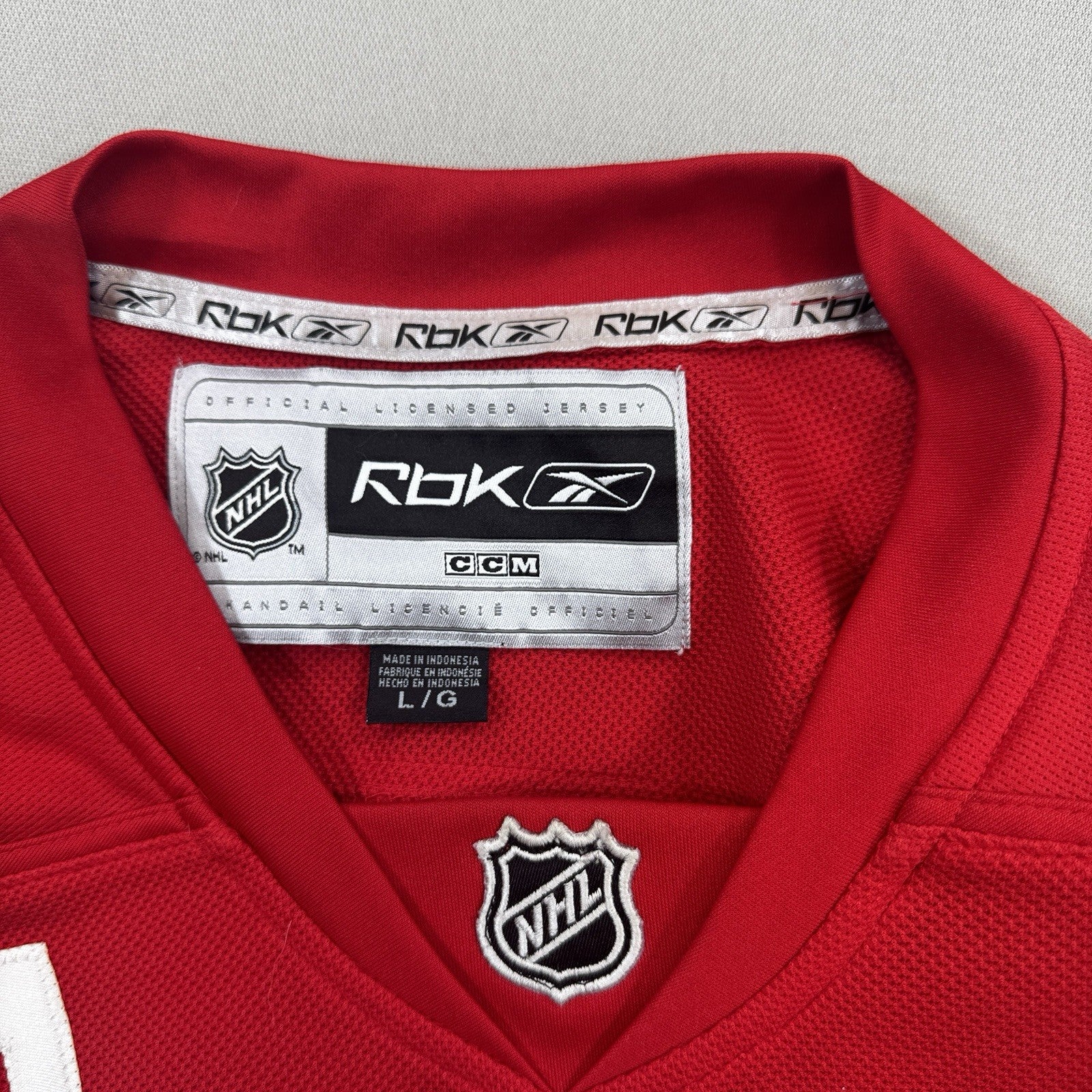 HENRIK ZETTERBERG DETROIT RED WINGS REEBOK RED JERSEY “A” SIZE Large,CCM