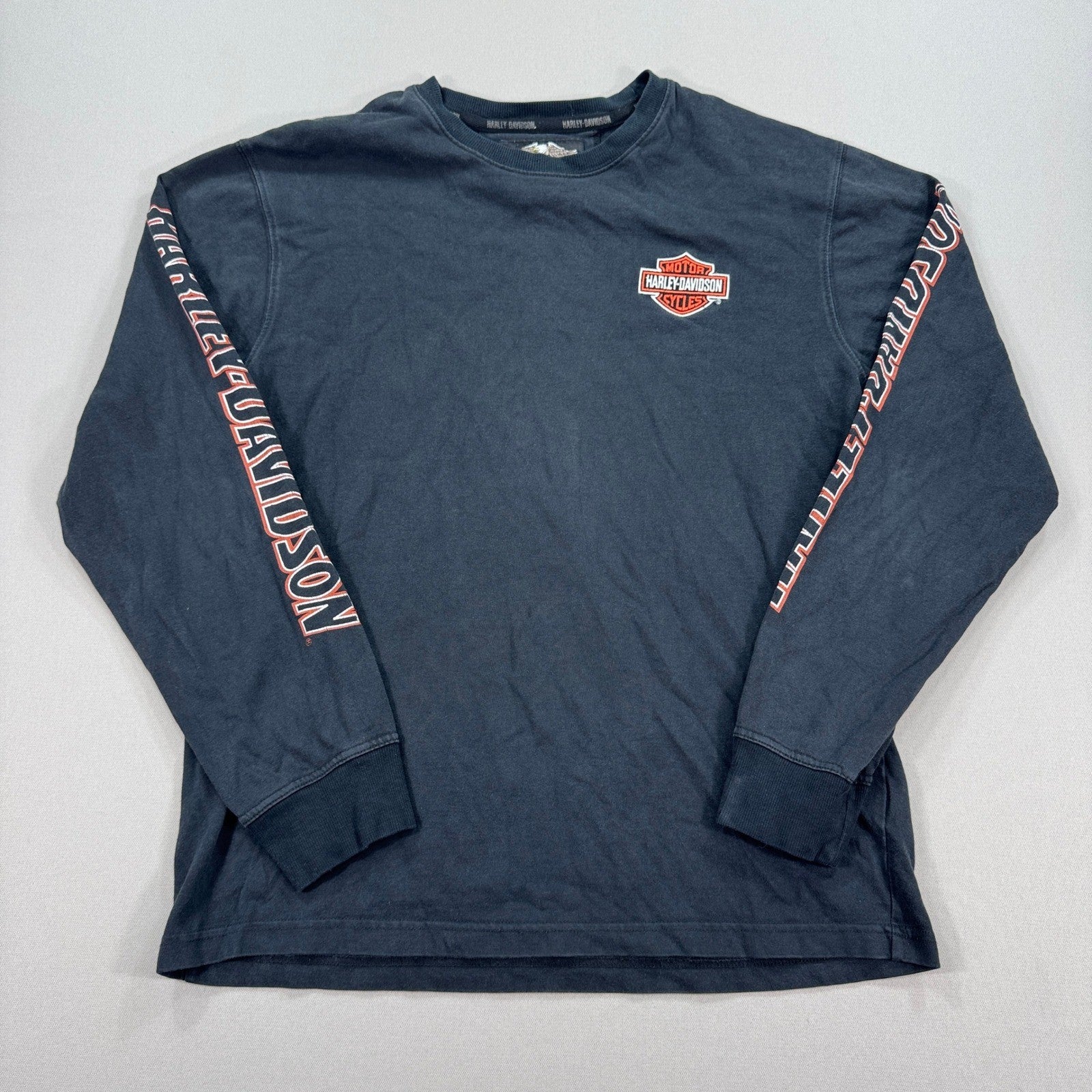 VTG Harley Davidson Long Sleeve Shirt Mens Large Embroidered Patch Y2K