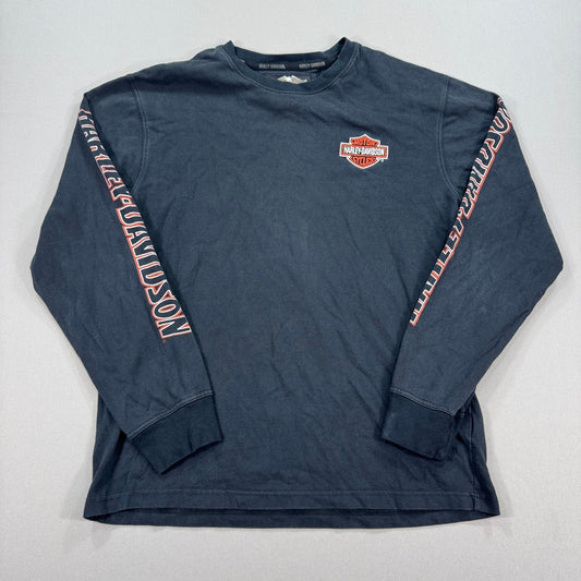 VTG Harley Davidson Long Sleeve Shirt Mens Large Embroidered Patch Y2K