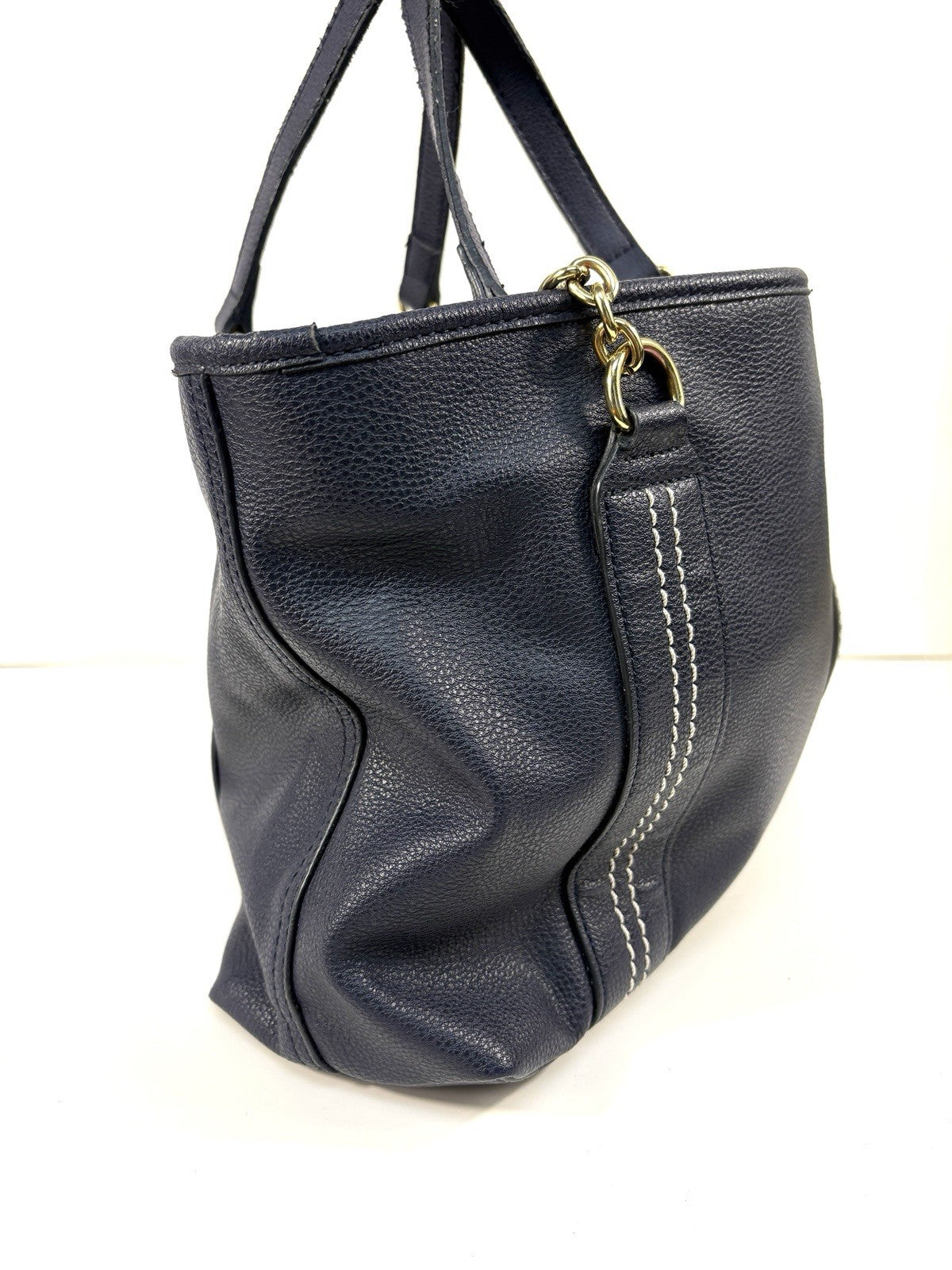 TOMMY HILFIGER Womens Black Leather Handbag Shopper Medium Satchel Tote Bag