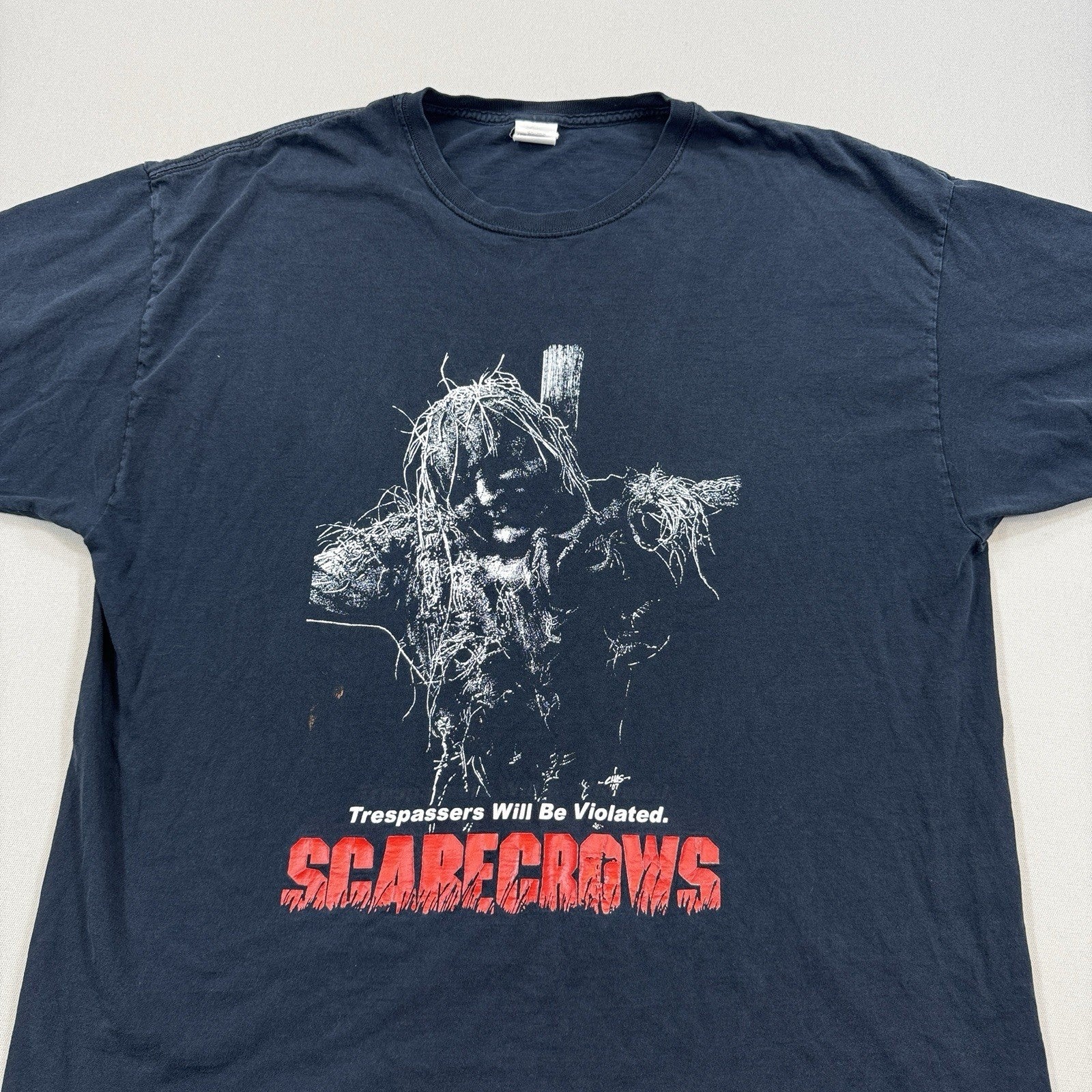 RARE Vintage Scarecrows Horror Movie Promo Art T-Shirt 2XL Fruit of The Loom