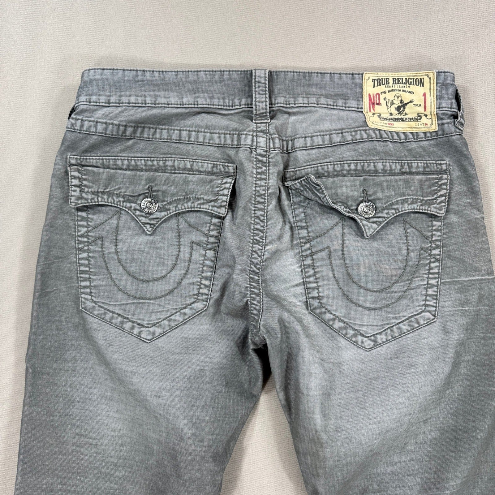 True Religion Ricky Jeans Men's Size 36 Gray Relaxed Fit