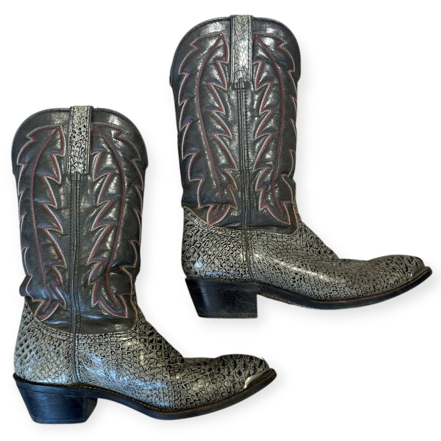 Durango Python Cowboy Boots Mens 8.5 Gray Snakeskin Leather Western