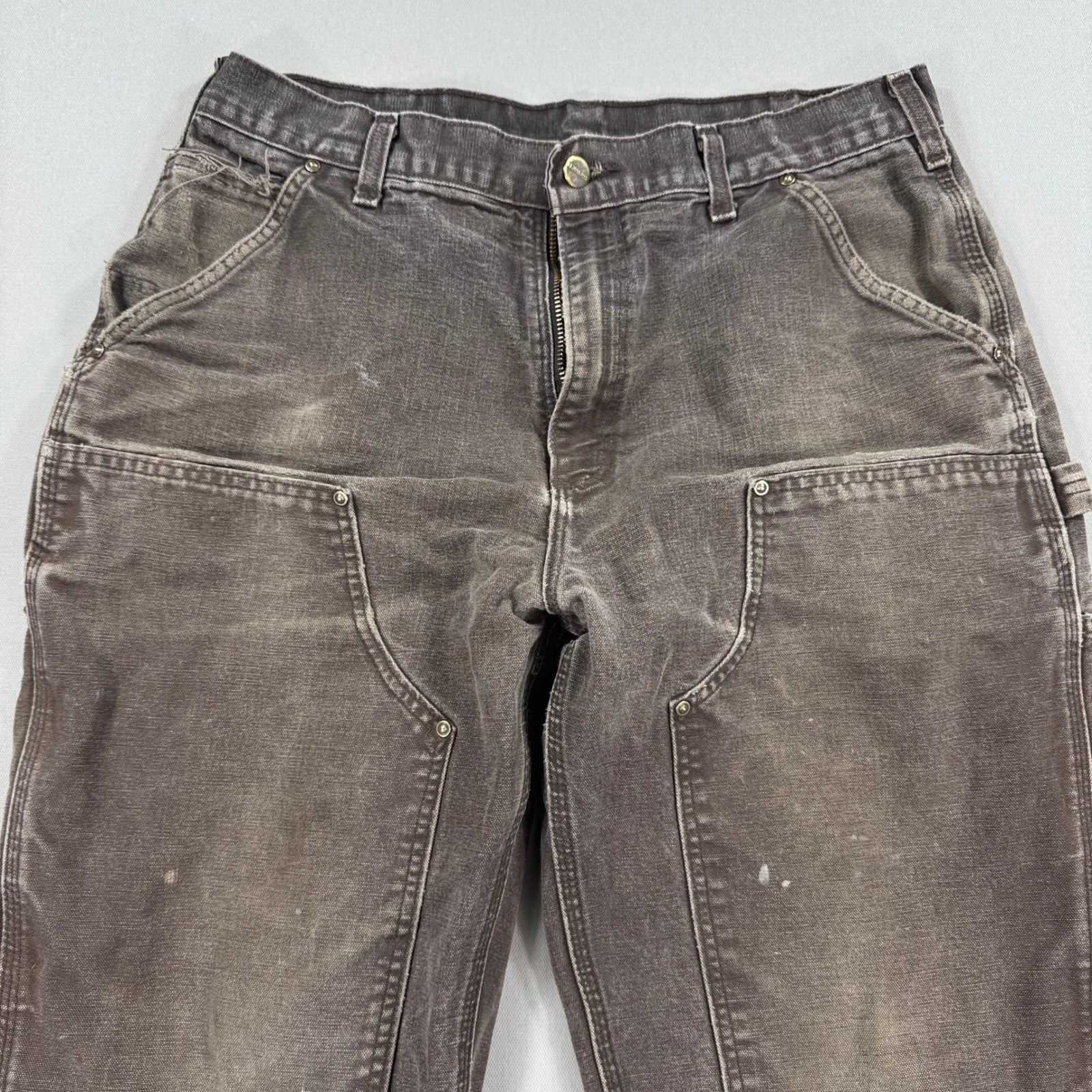 Carhartt B136 Double Knee Pants Dungaree Fit mens 34x34 Brown Carpenter Canvas