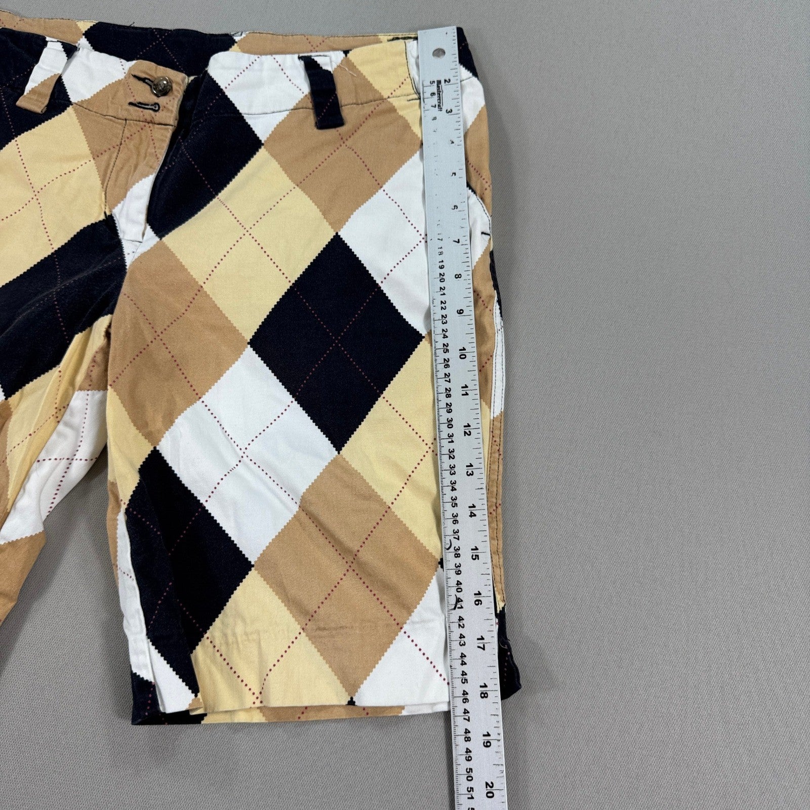 Loudmouth Golf Shorts Womens Size Large Black White Tan Checkered Casual