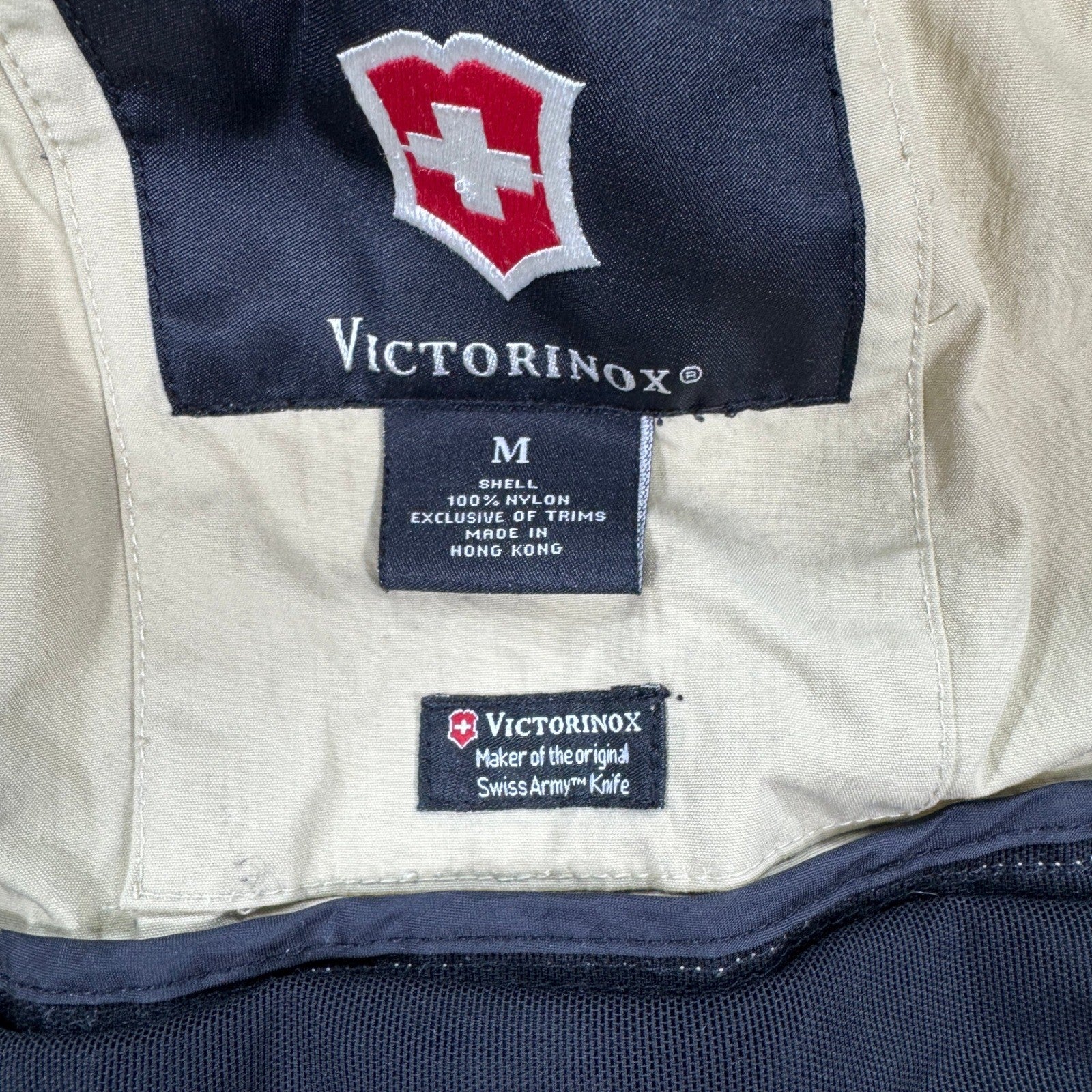 Victorinox Mens Full Zip Hooded Jacket Beige Swiss Army Coat Outdoor Medium