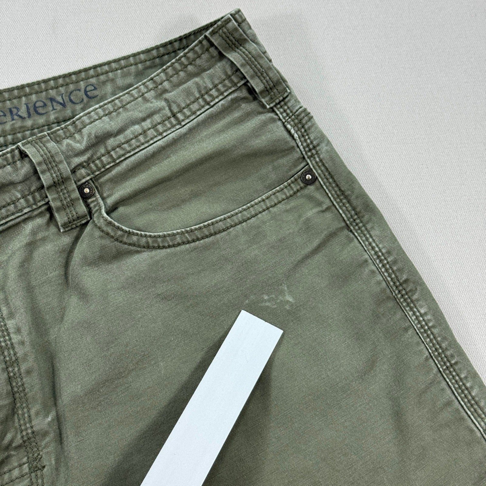 Prana Bronson Work Pants mens 38x34 Olive Green Canvas Carpenter Relaxed Fit